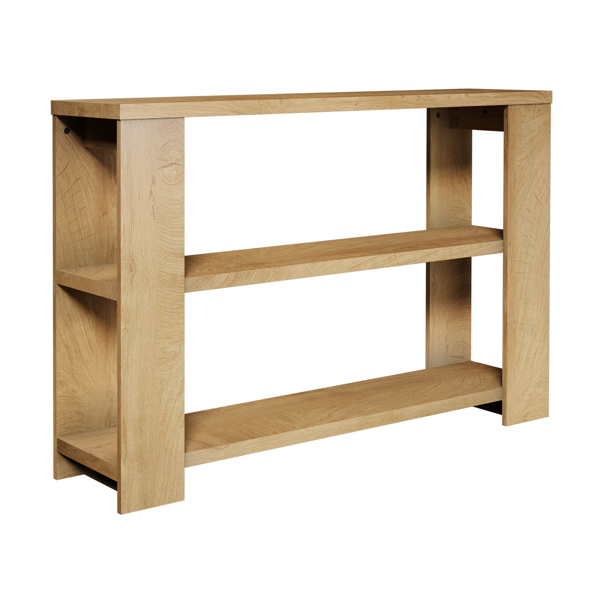 Oikiture Modern Console Table Two Open Shelves Entryway Storage Decor Natural