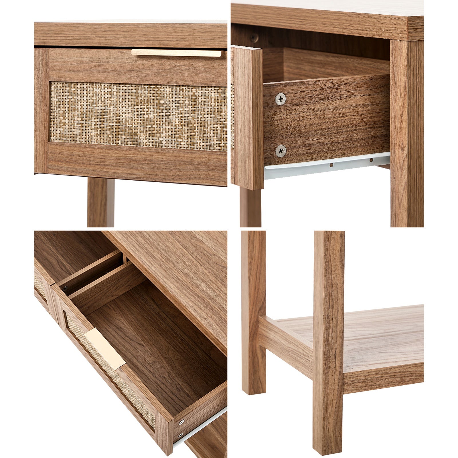 Oikiture Console Table 2 Drawers Entry Table Hallway Display Shelf Natural - Sunyee