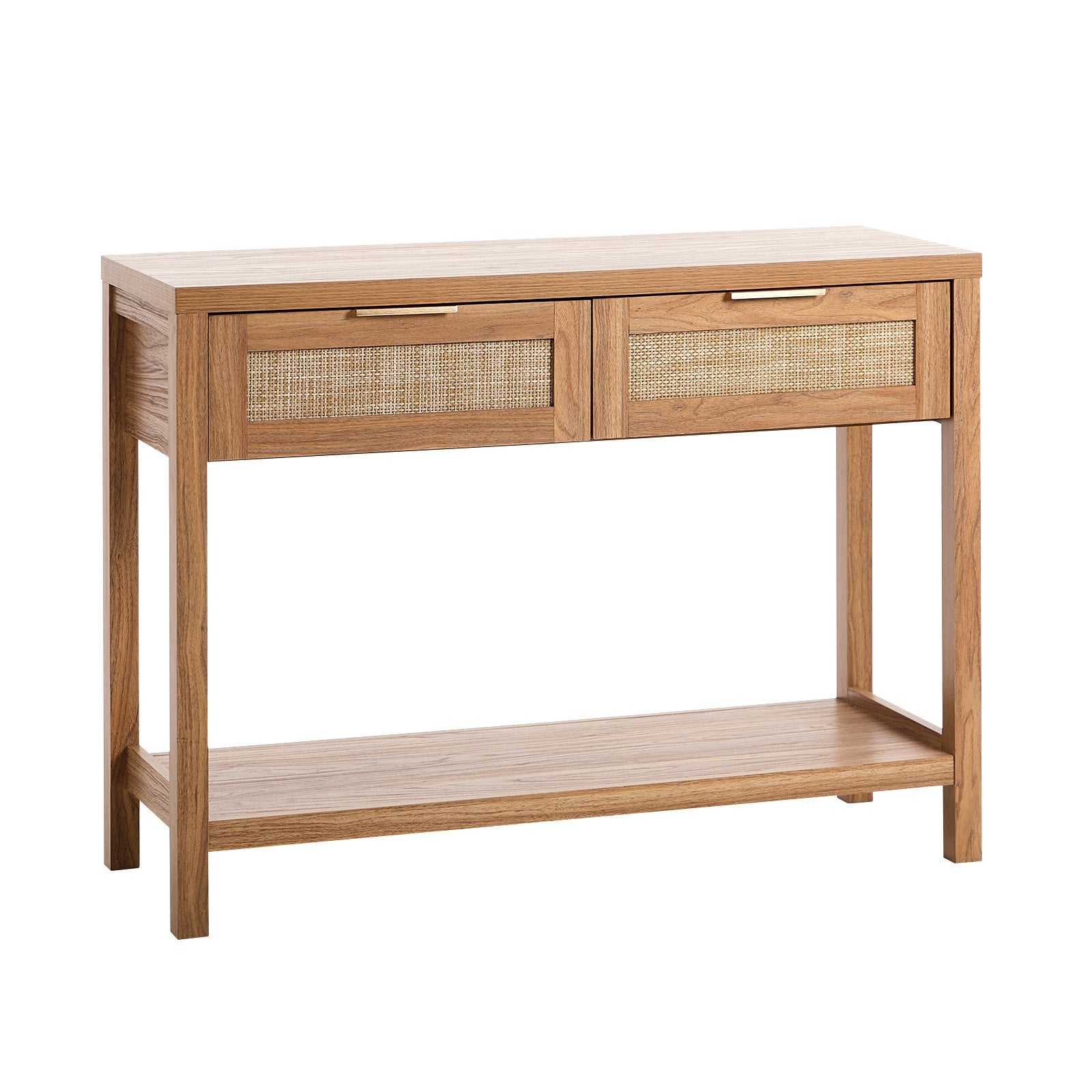 Oikiture Console Table 2 Drawers Entry Table Hallway Display Shelf Natural - Sunyee