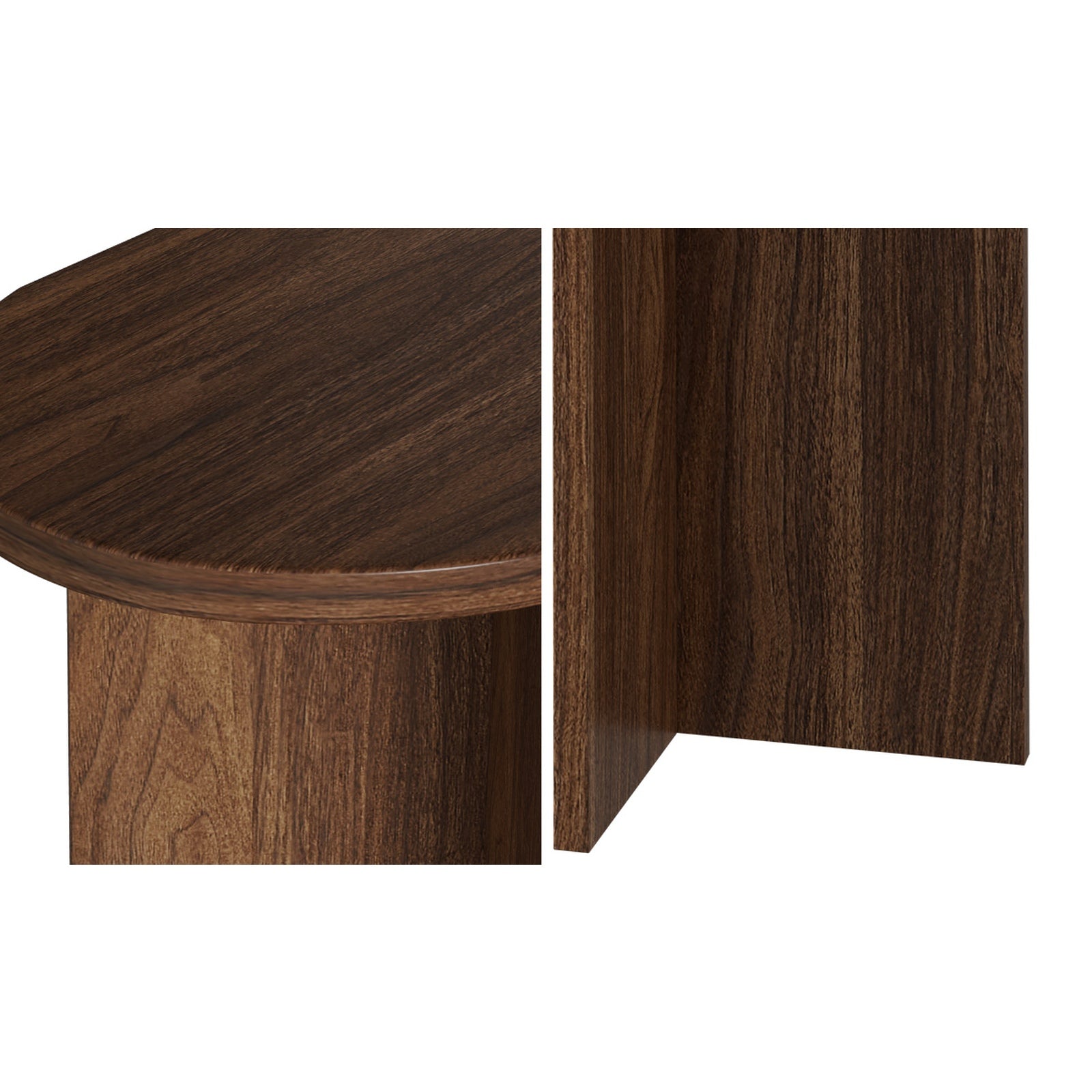 Oikiture Console Table Oval Entryway Storage Hallway Sofa Side Desk Walnut