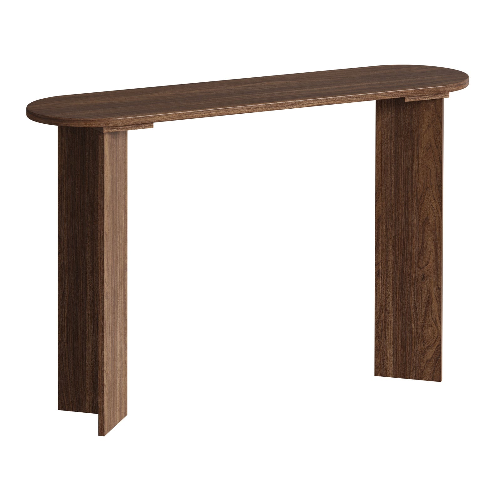 Oikiture Console Table Oval Entryway Storage Hallway Sofa Side Desk Walnut