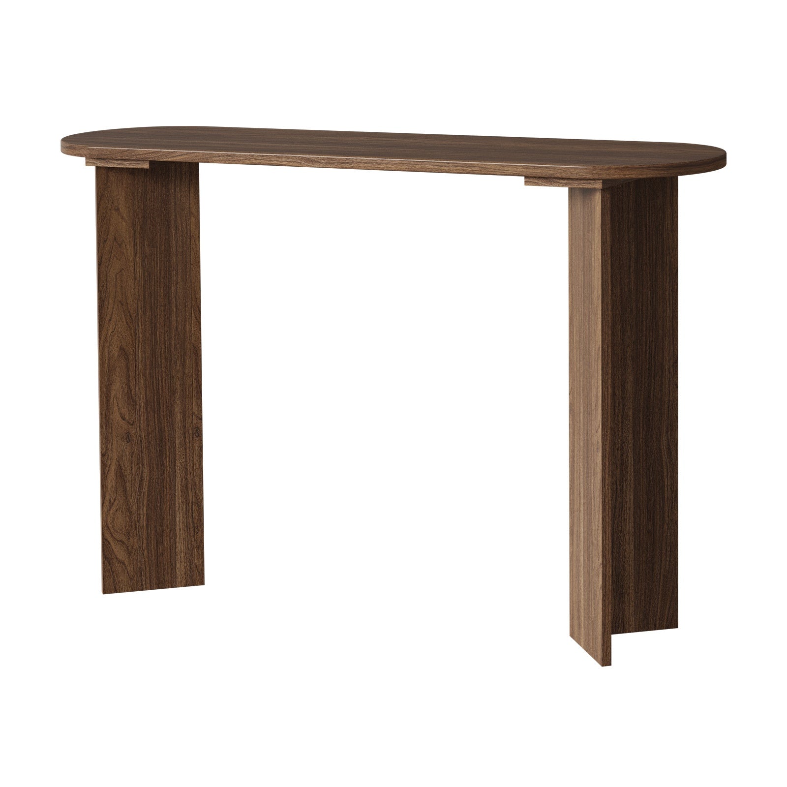Oikiture Console Table Oval Entryway Storage Hallway Sofa Side Desk Walnut