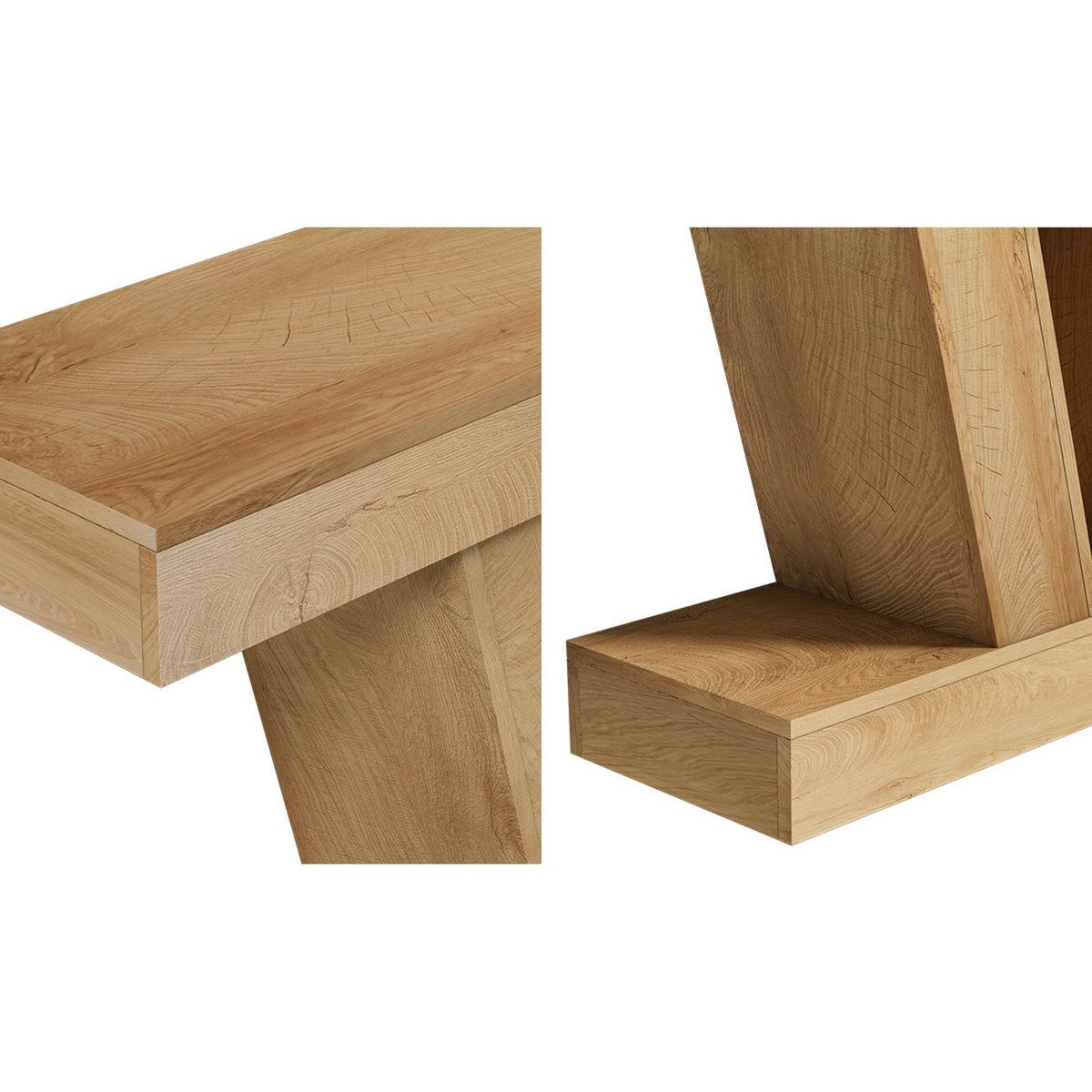 Oikiture Modern Console Table Narrow Sofa Table V-Shape Storage Natural