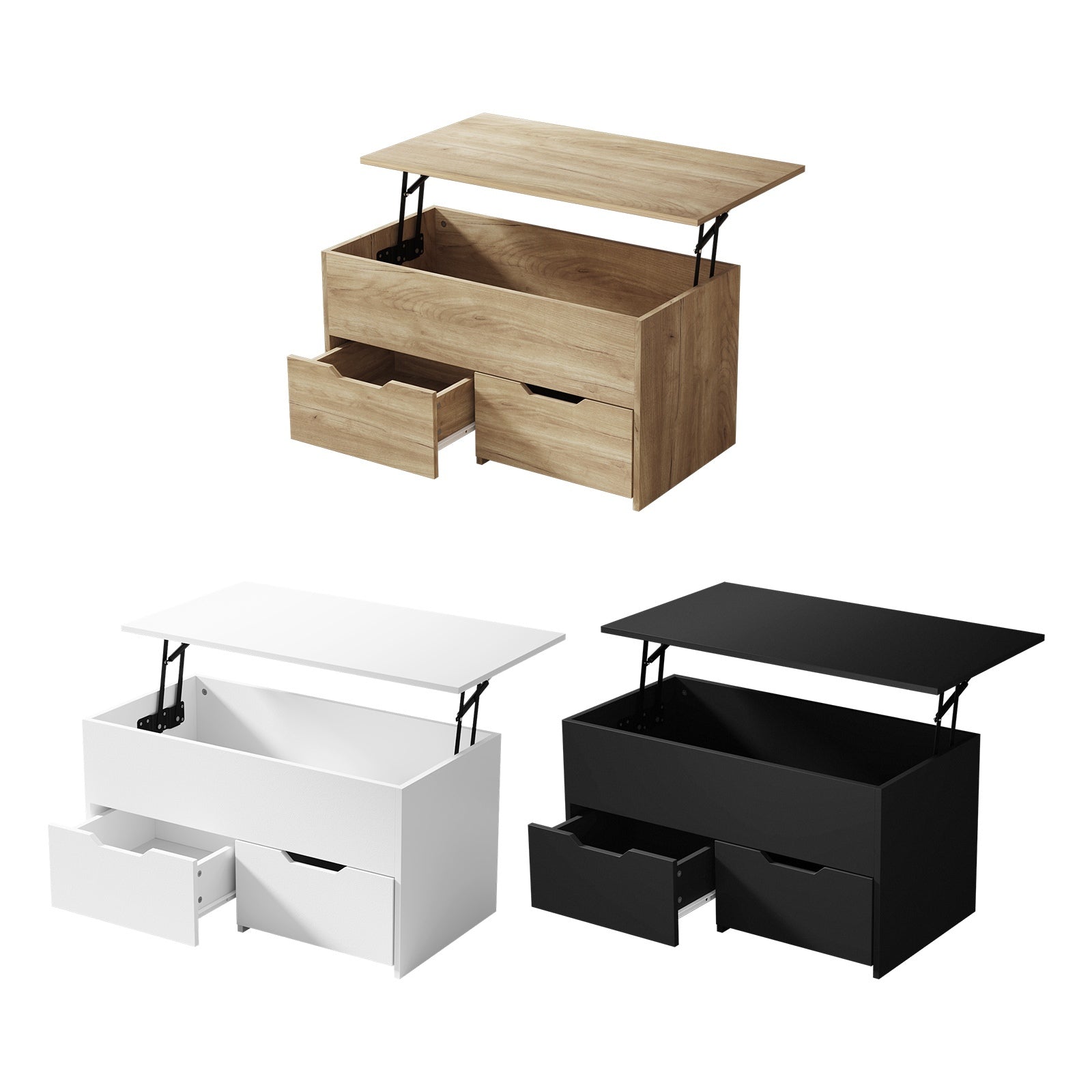 Oikiture Coffee Table Lift Up Top Laptop Desk Hidden Storage Drawers - Sunyee