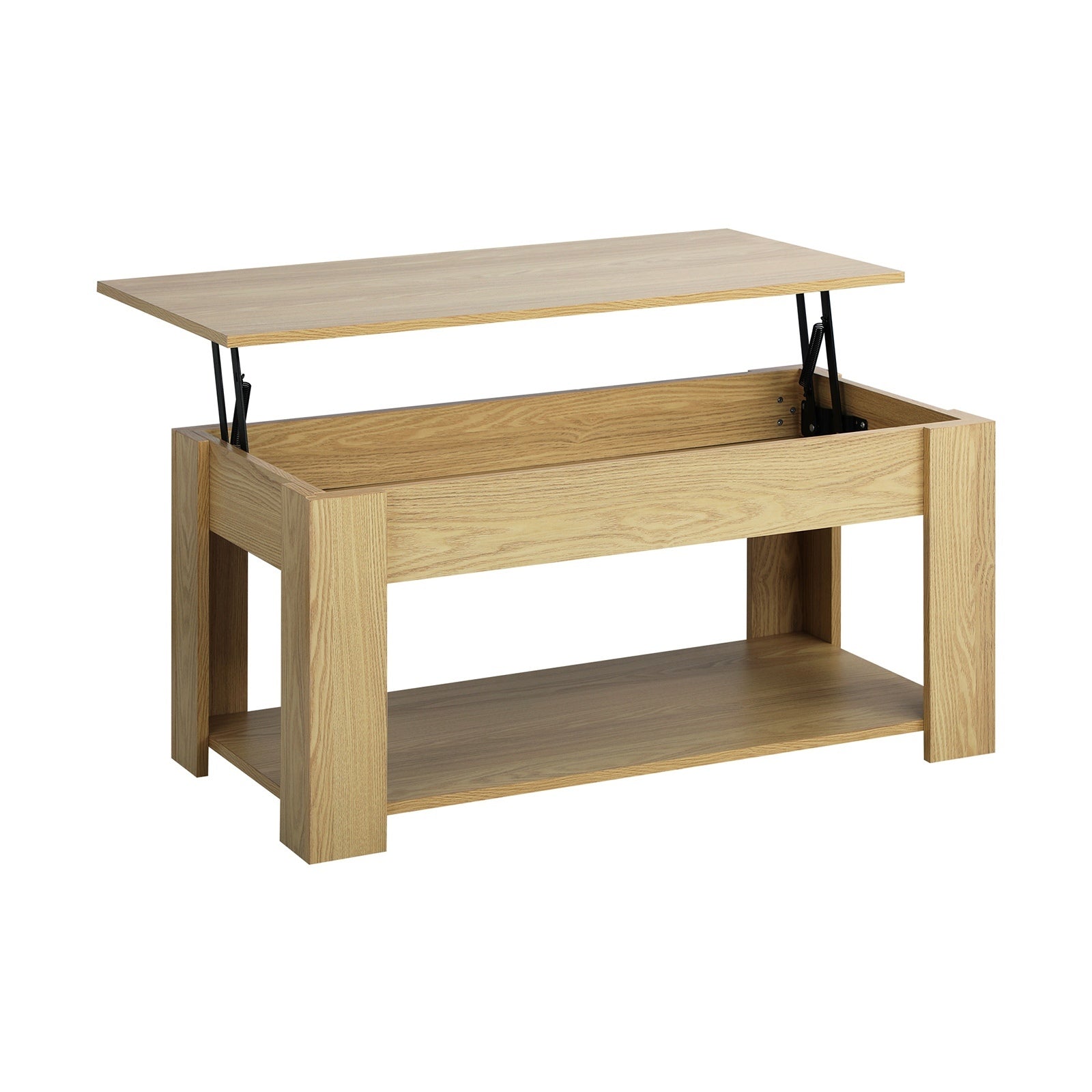 Oikiture Coffee Table Lift Up Top Convertible Storage Book Shelf
