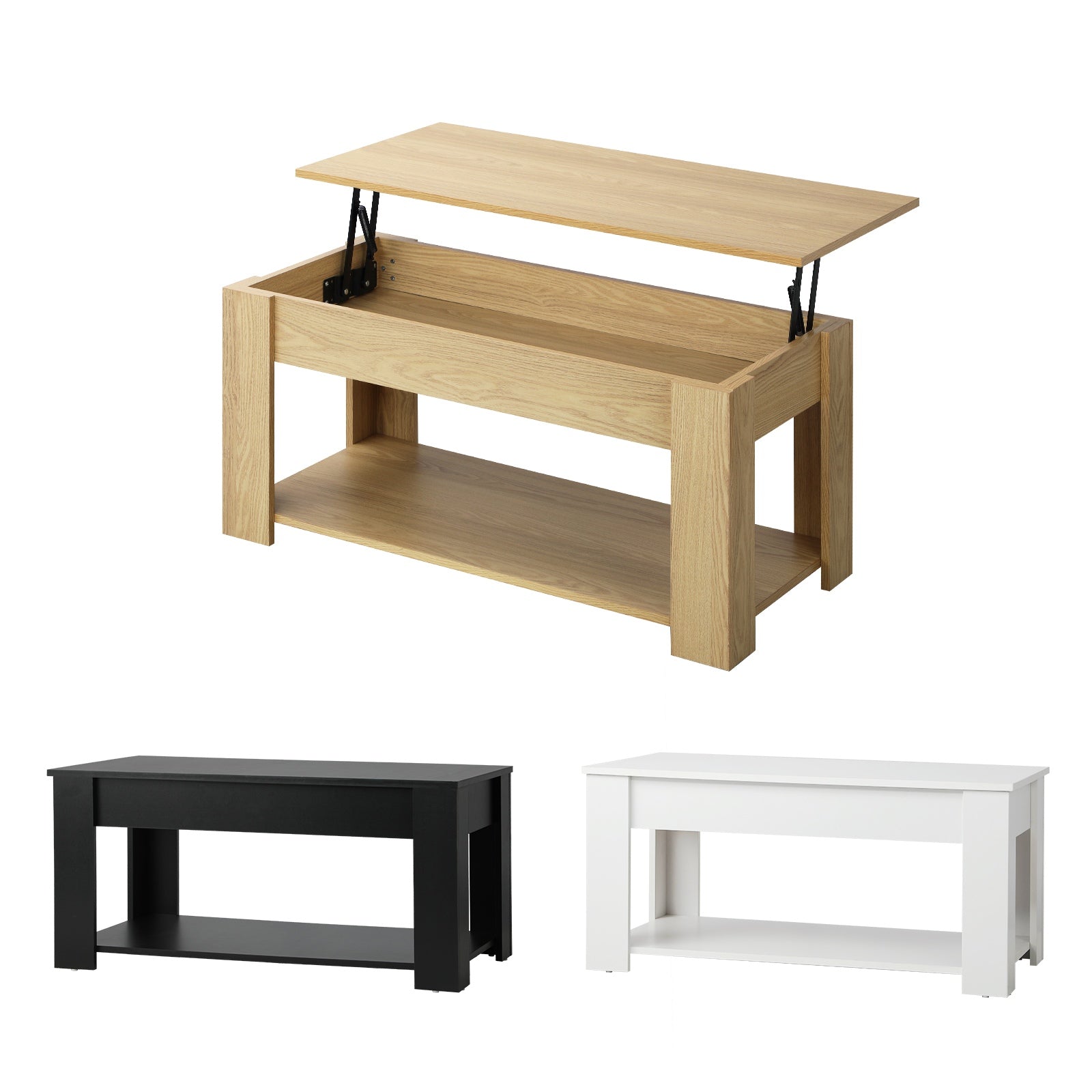 Oikiture Coffee Table Lift Up Top Convertible Storage Book Shelf