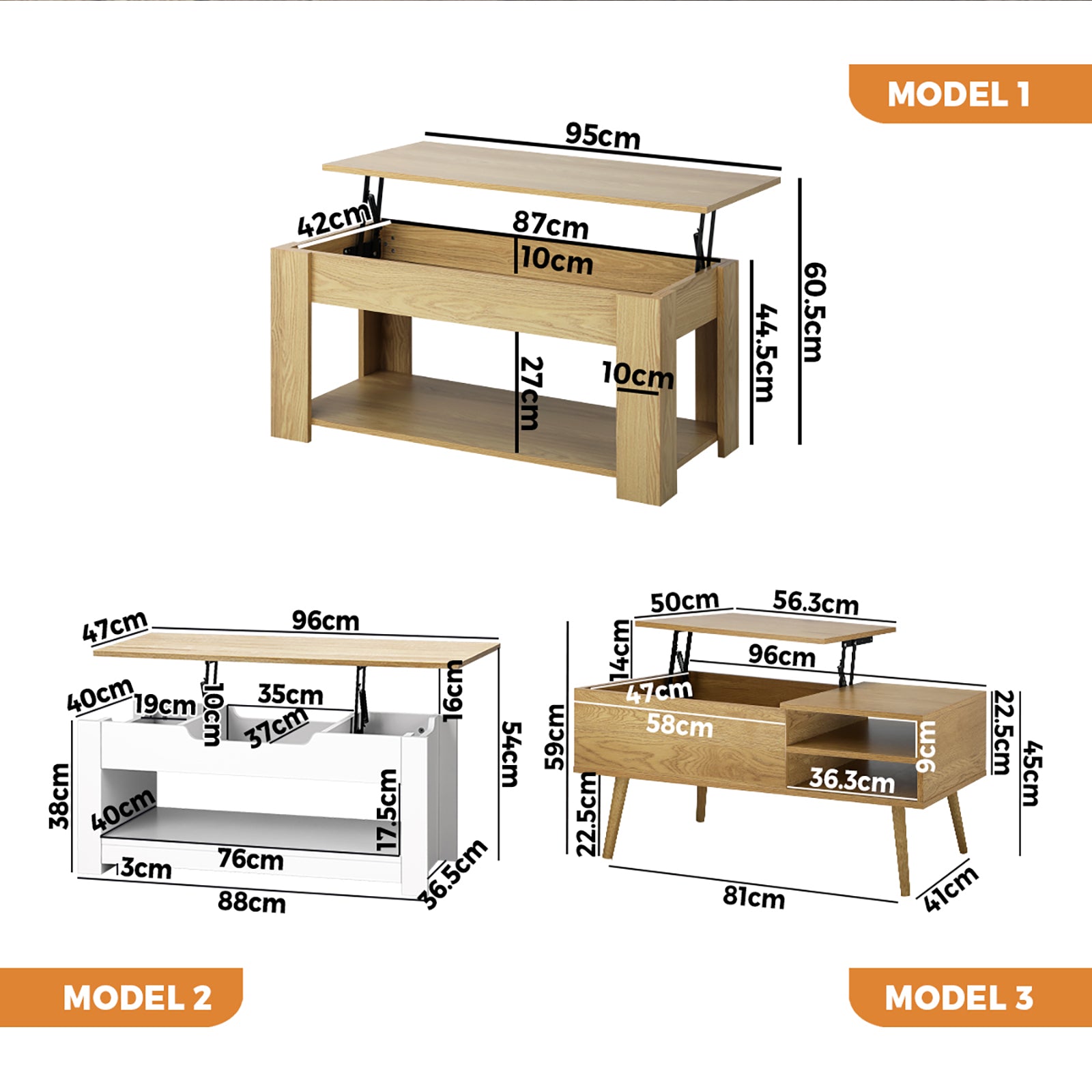 Oikiture Coffee Table Lift Up Top Modern Table Hidden Book Storage Shelf Display - Sunyee