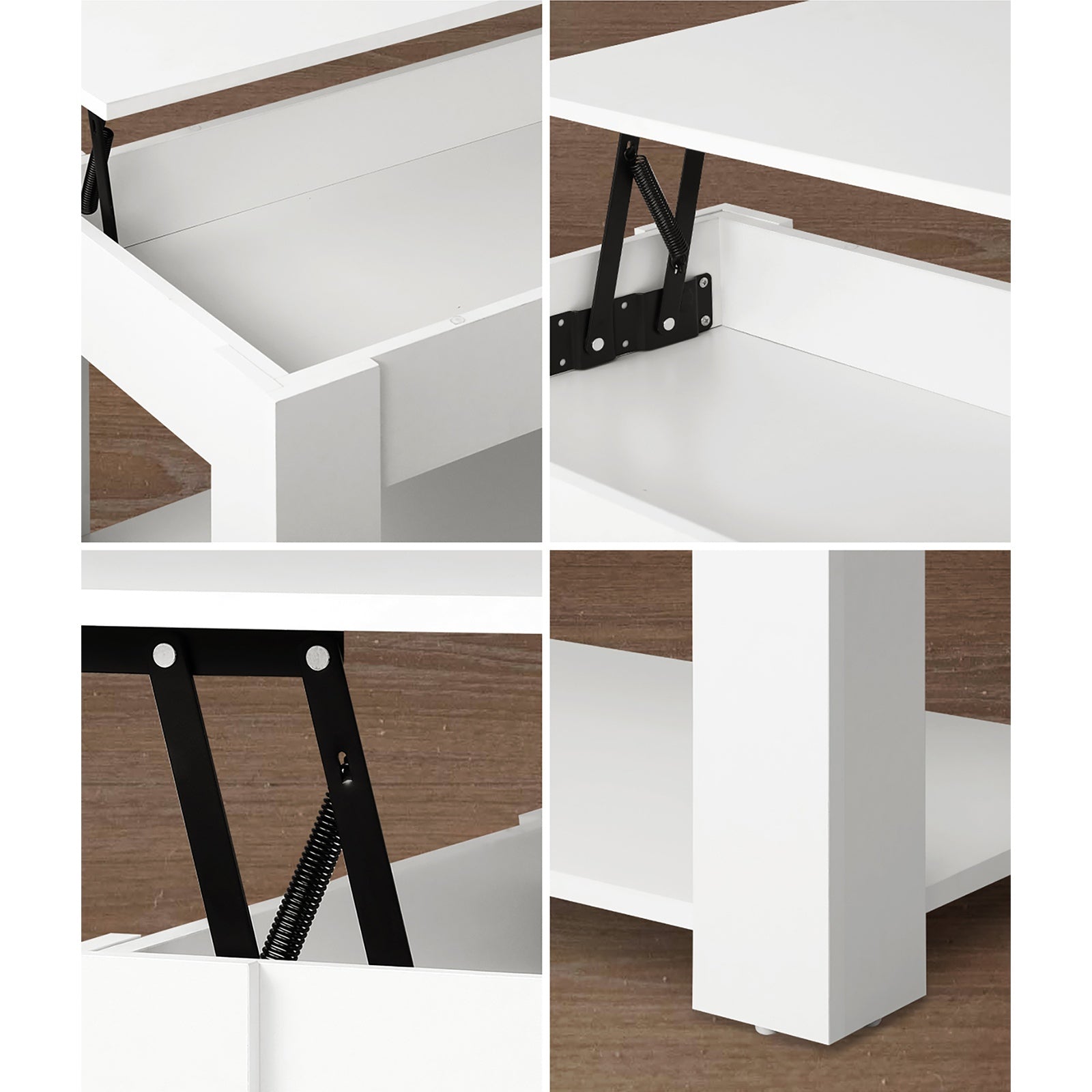 Oikiture Coffee Table Lift Up Top Modern Tables Hidden Book Storage White - Sunyee