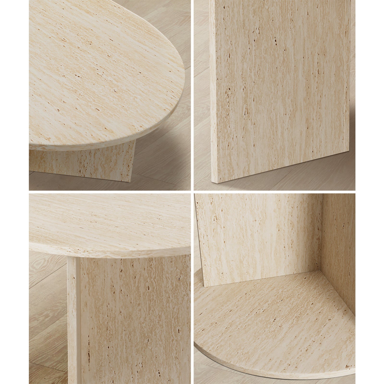 Oikiture Coffee Table Sofa End Table Oval Side Cafe Desk Timber Beige - Sunyee