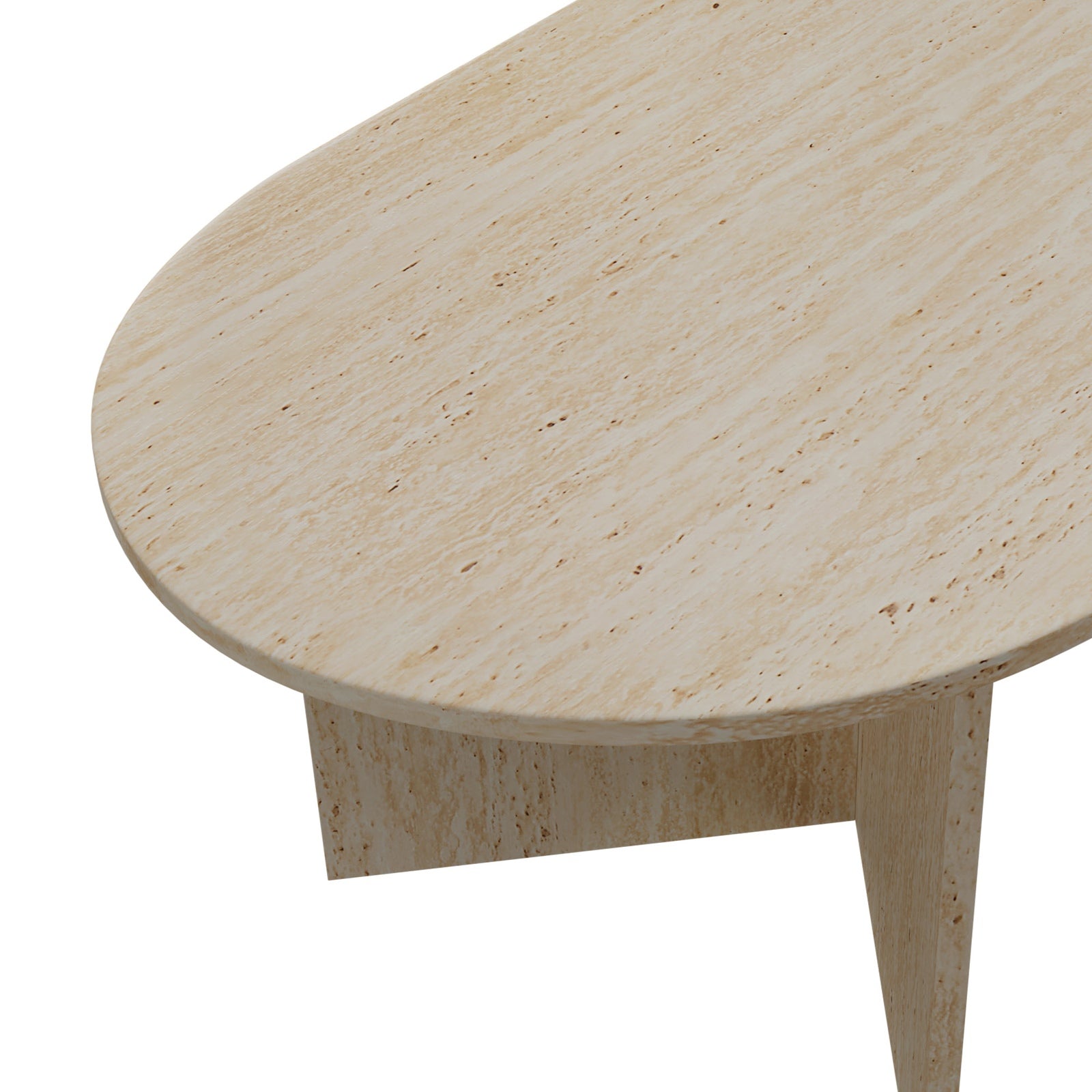 Oikiture Coffee Table Sofa End Table Oval Side Cafe Desk Timber Beige - Sunyee