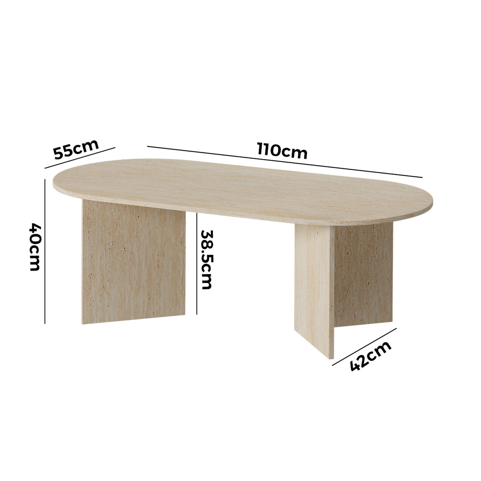 Oikiture Coffee Table Sofa End Table Oval Side Cafe Desk Timber Beige - Sunyee