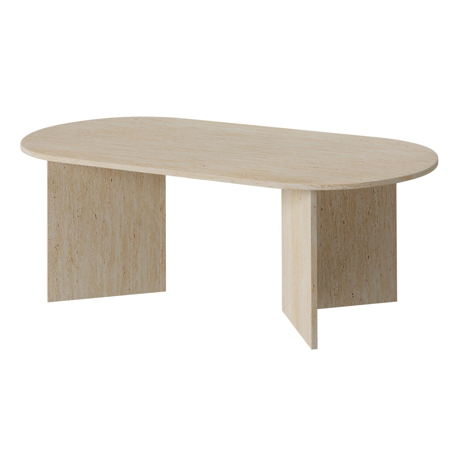 Oikiture Coffee Table Sofa End Table Oval Side Cafe Desk Timber Beige - Sunyee