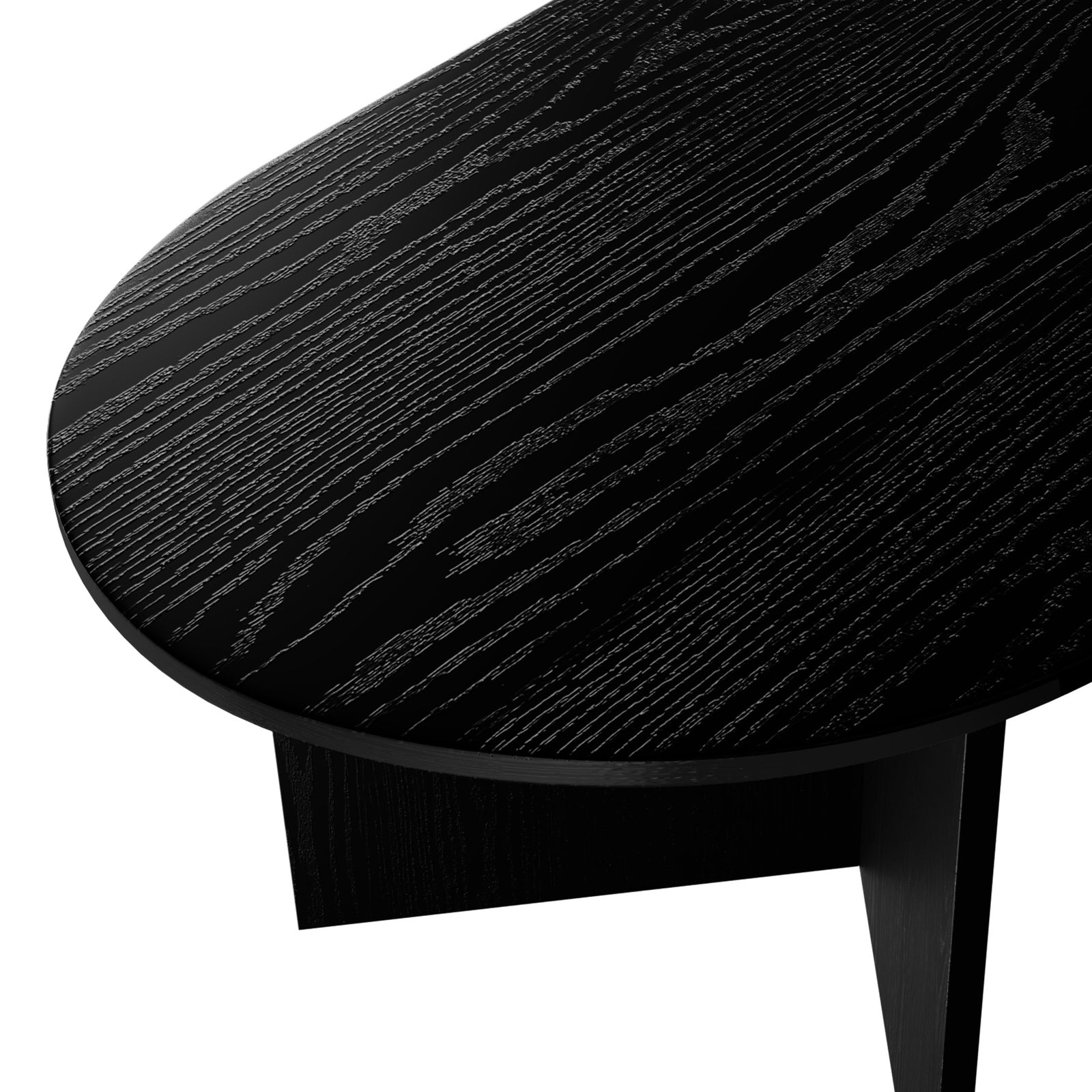Oikiture Coffee Table Sofa End Table Oval Side Cafe Desk Timber Black