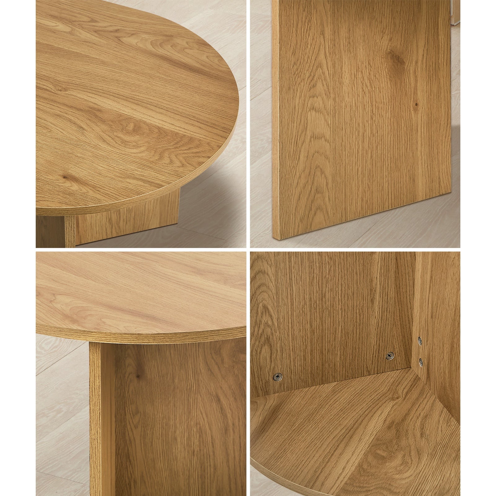 Oikiture Coffee Table Sofa End Table Oval Side Cafe Desk Timber Walnut - Sunyee