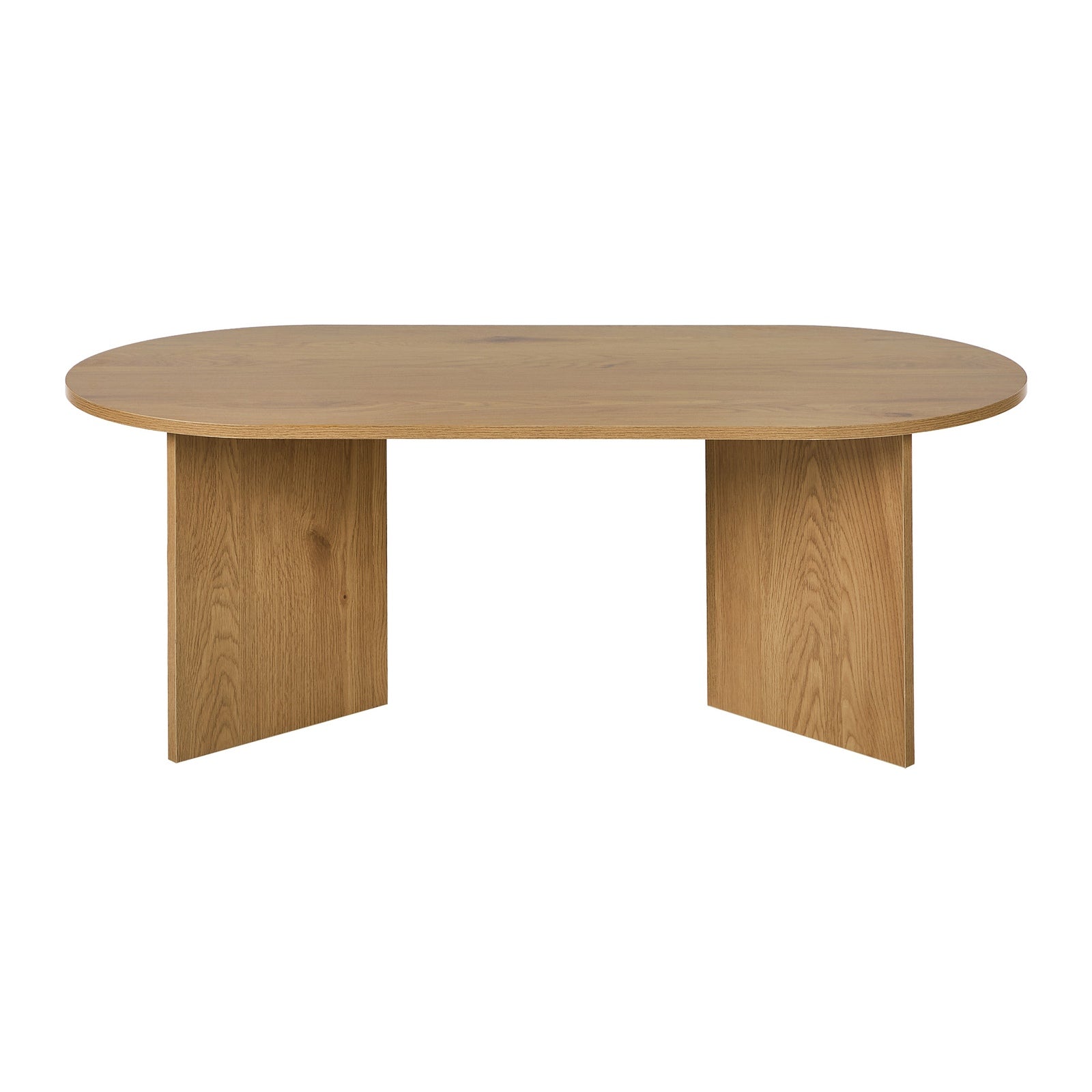 Oikiture Coffee Table Sofa End Table Oval Side Cafe Desk Timber Walnut - Sunyee