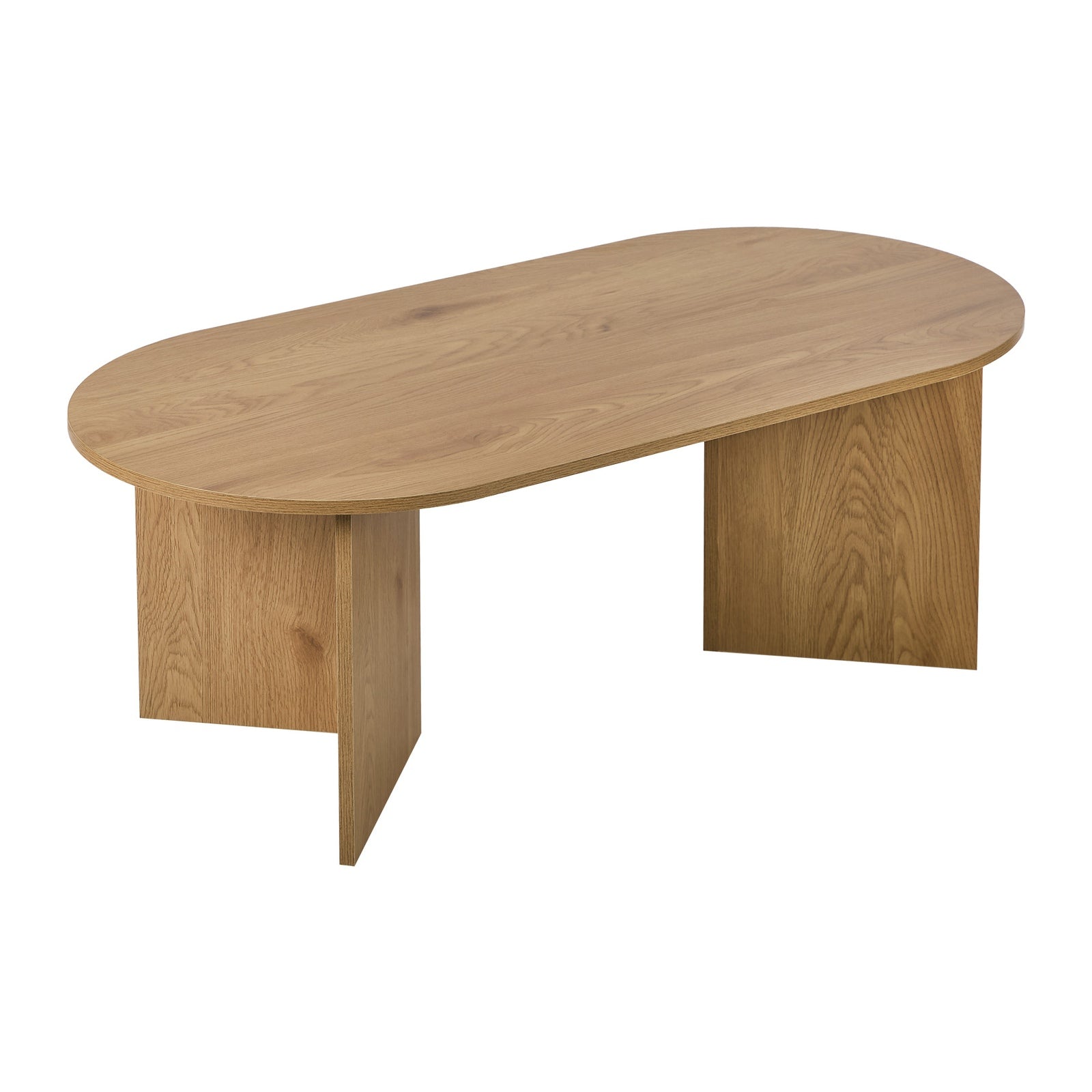 Oikiture Coffee Table Sofa End Table Oval Side Cafe Desk Timber Walnut - Sunyee