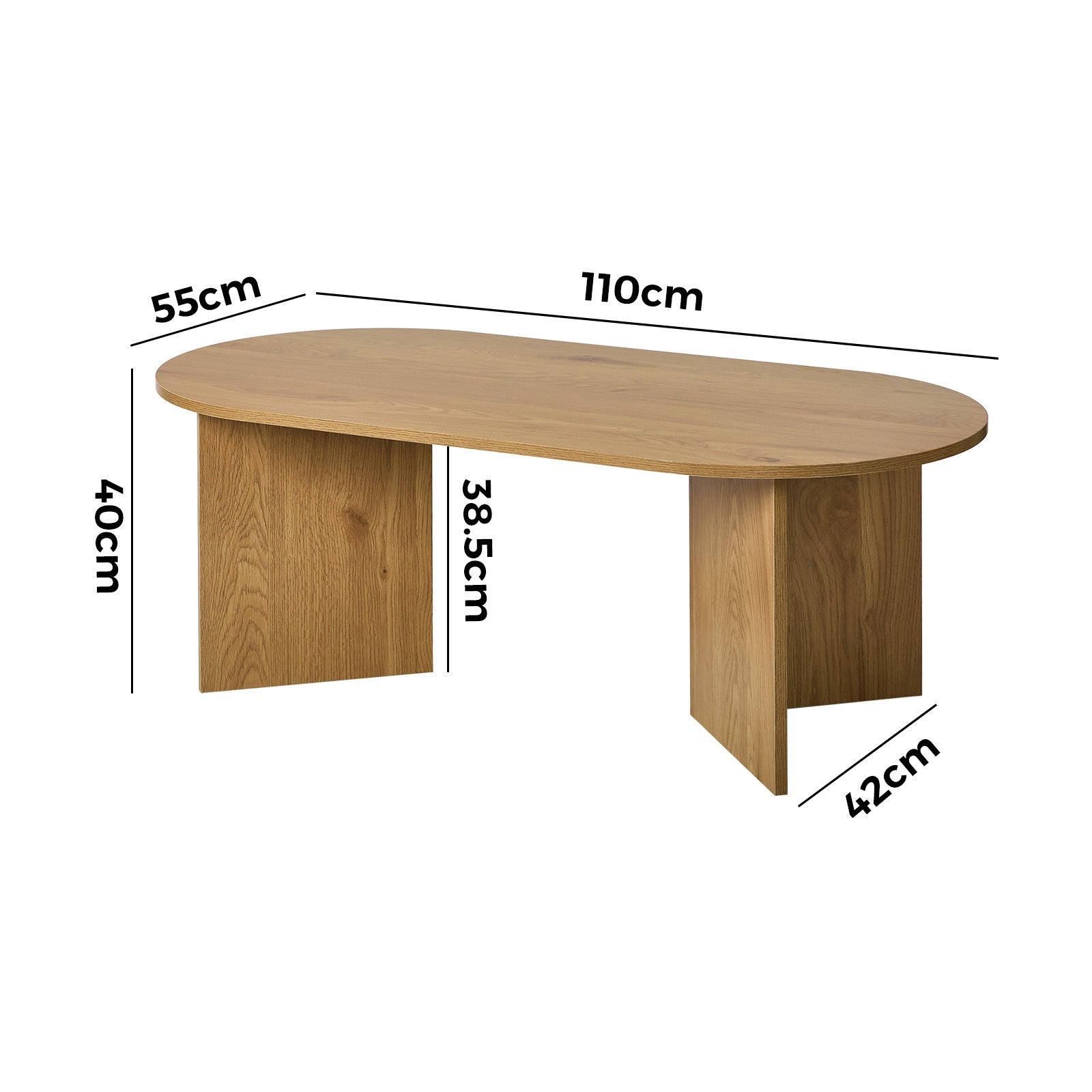 Oikiture Coffee Table Sofa End Table Oval Side Cafe Desk Timber Walnut - Sunyee