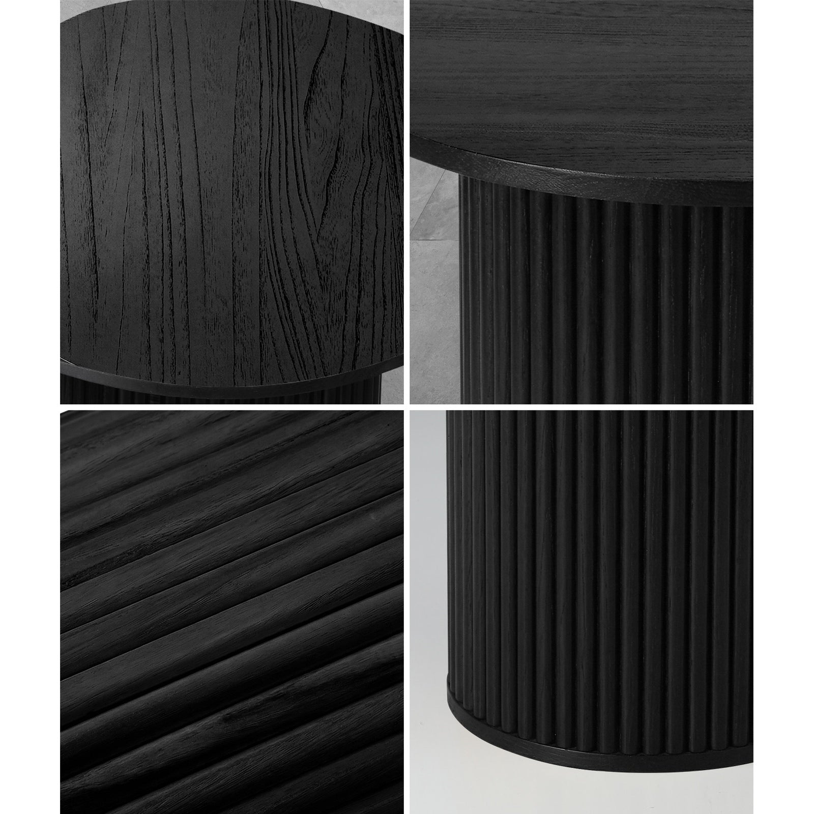 Oikiture Coffee Table Side End Tables Sofa Desk Bedside Round Wood Black - Sunyee
