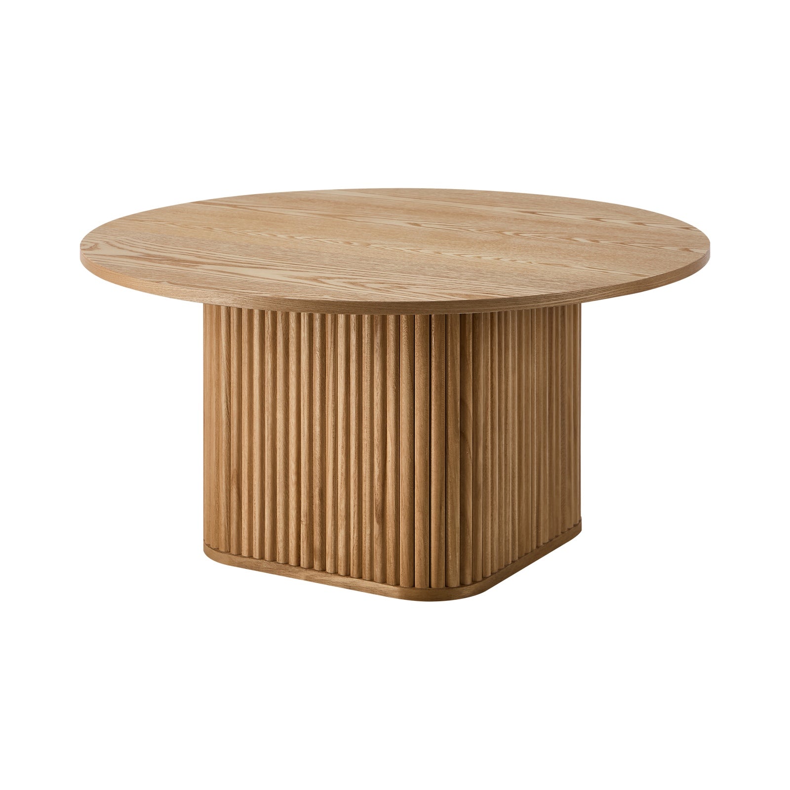 Oikiture Coffee Table Side End Tables Sofa Desk Round Wooden Furniture Natural - Sunyee