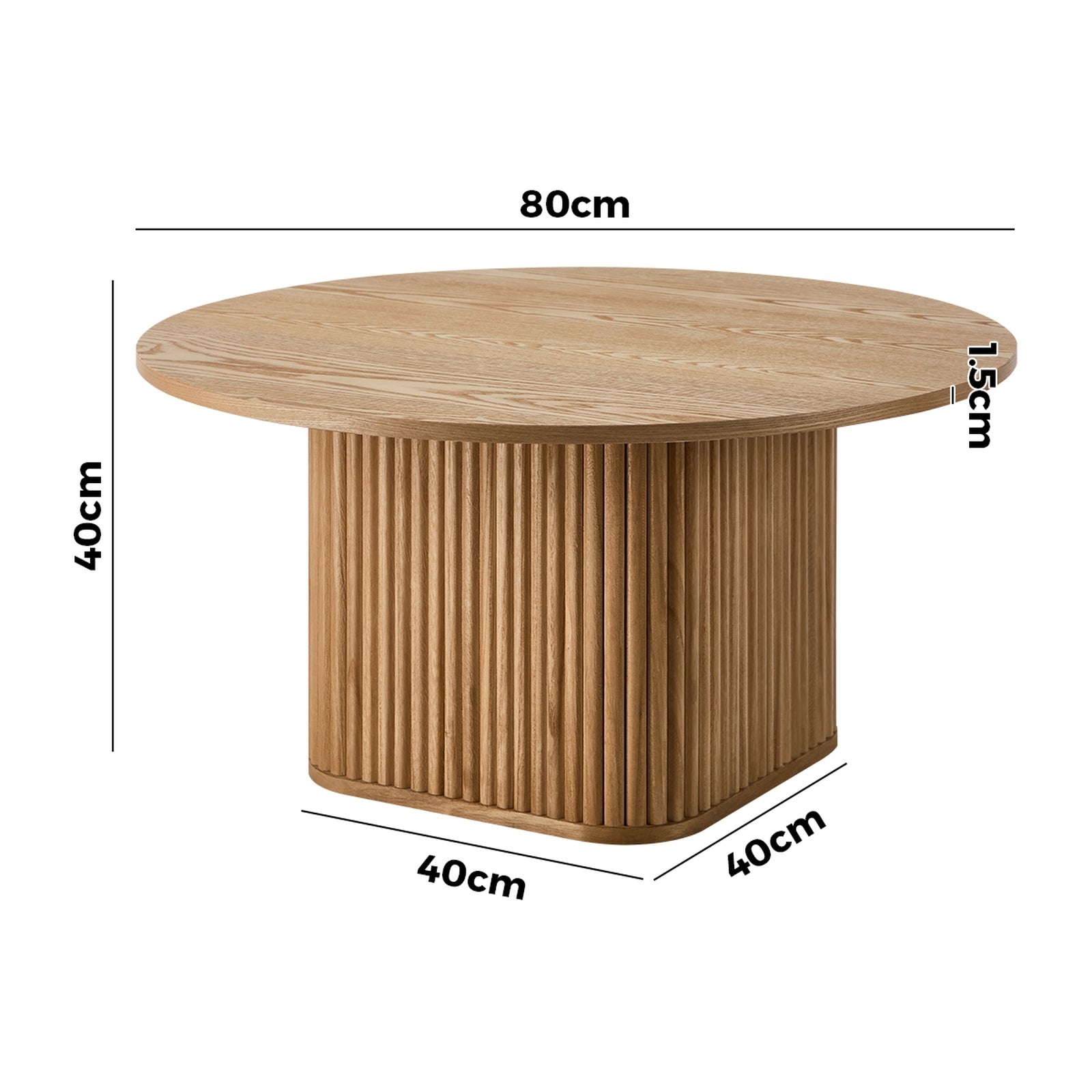 Oikiture Coffee Table Side End Tables Sofa Desk Round Wooden Furniture Natural - Sunyee