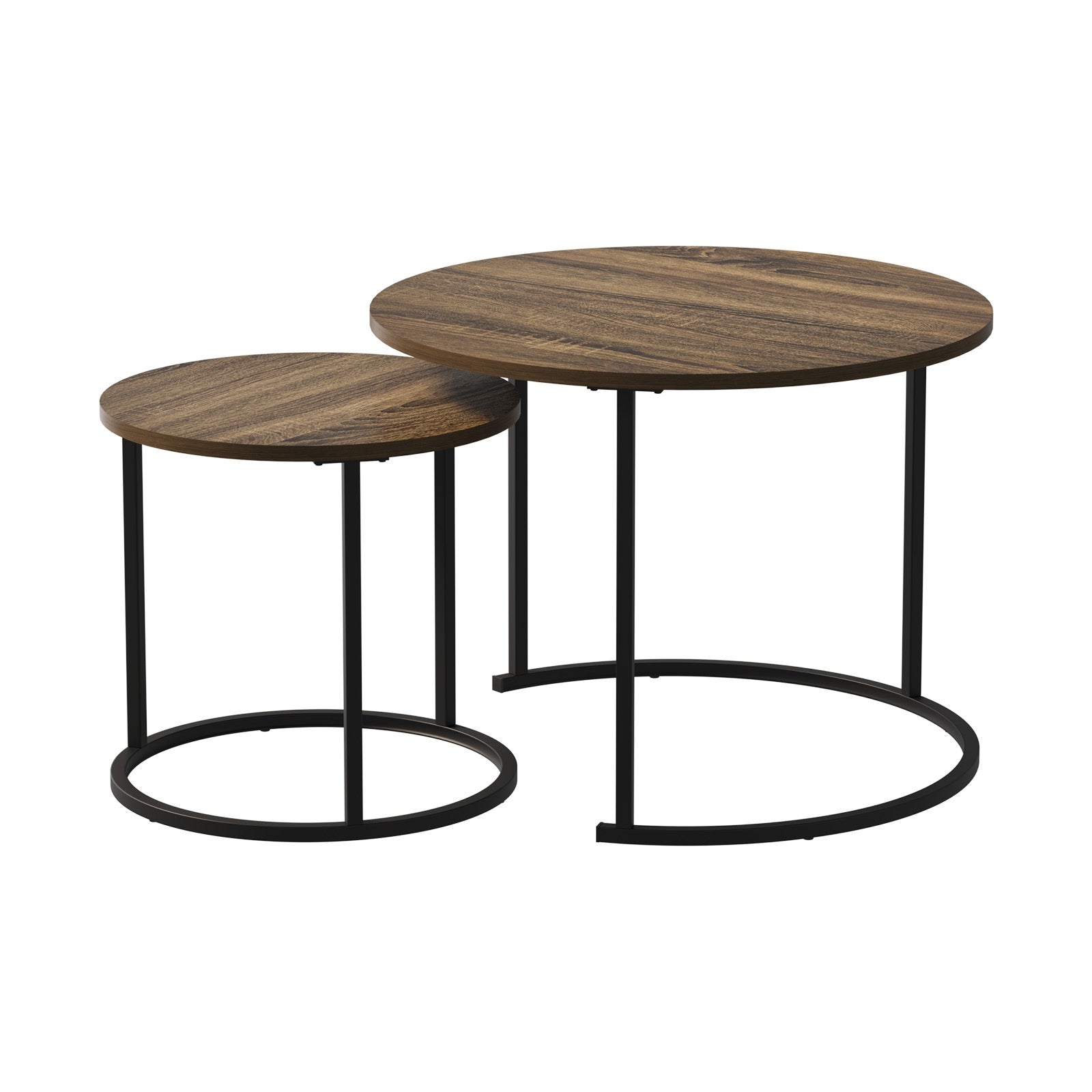 Oikiture Set of 2 Nesting Coffee Table Round Side End Tables Furniture