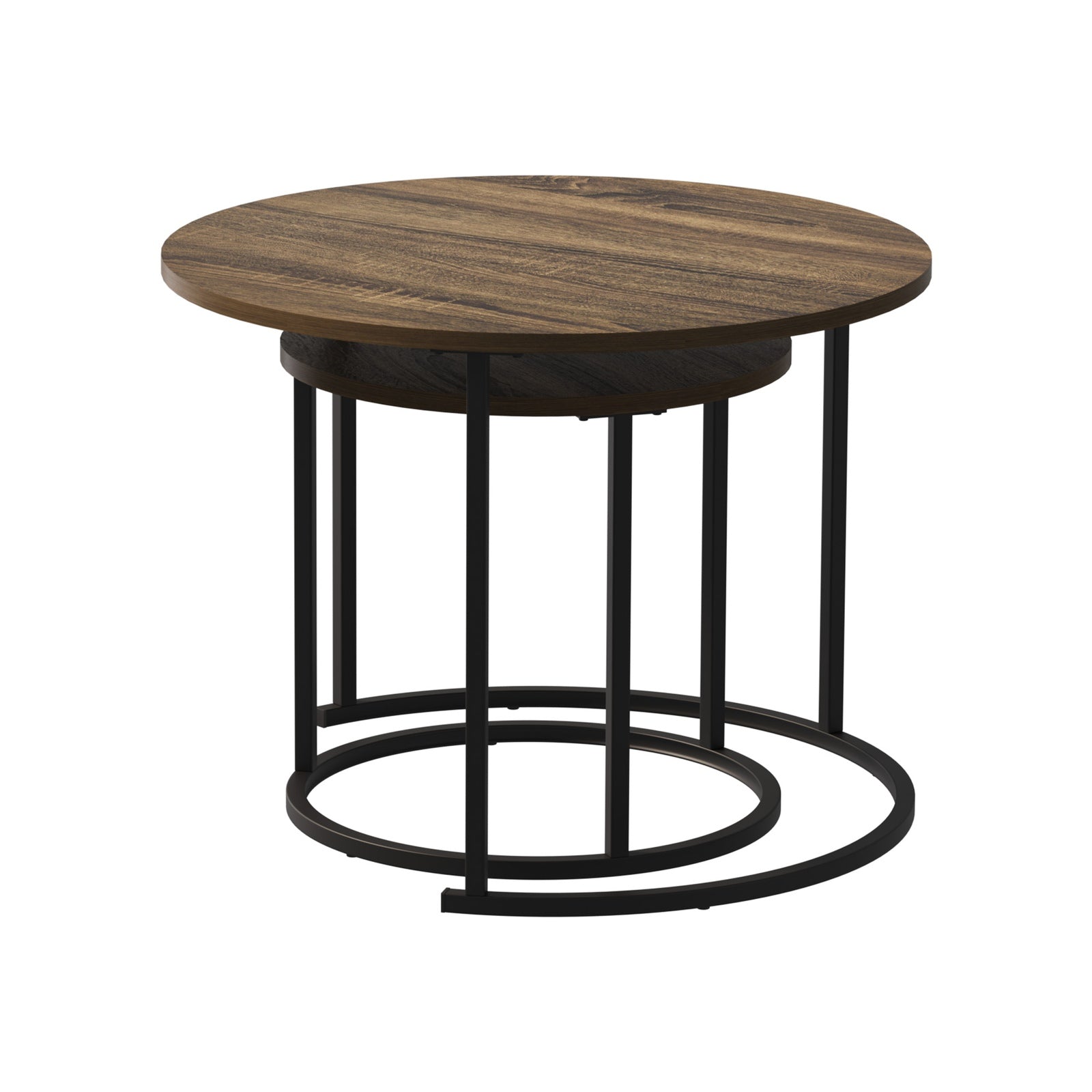Oikiture Set of 2 Nesting Coffee Table Round Side End Tables Furniture