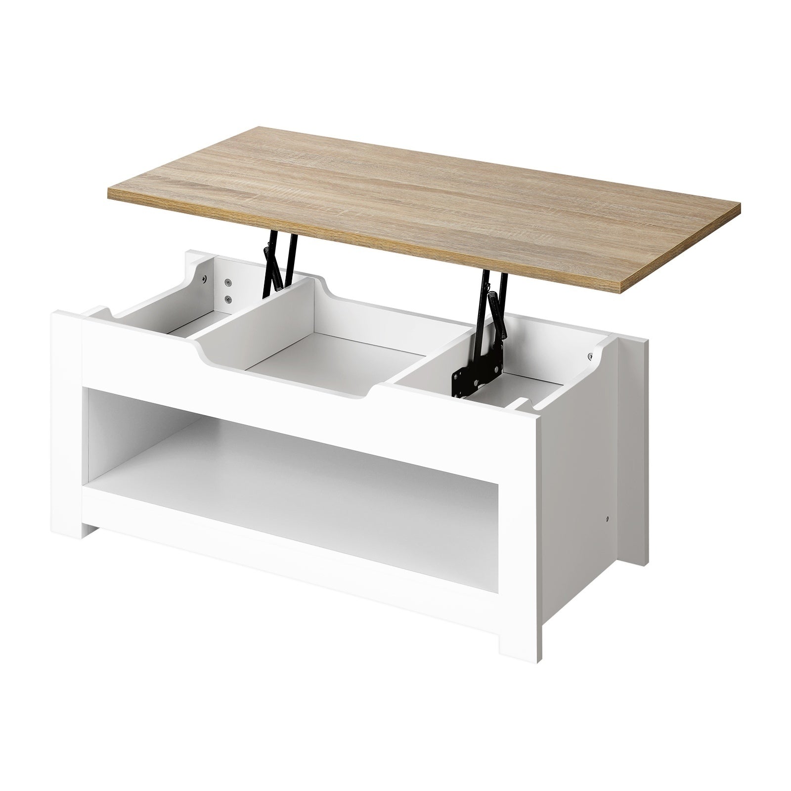 Oikiture Coffee Table Lift Up Top Modern Table Hidden Book Storage Shelf Display - Sunyee
