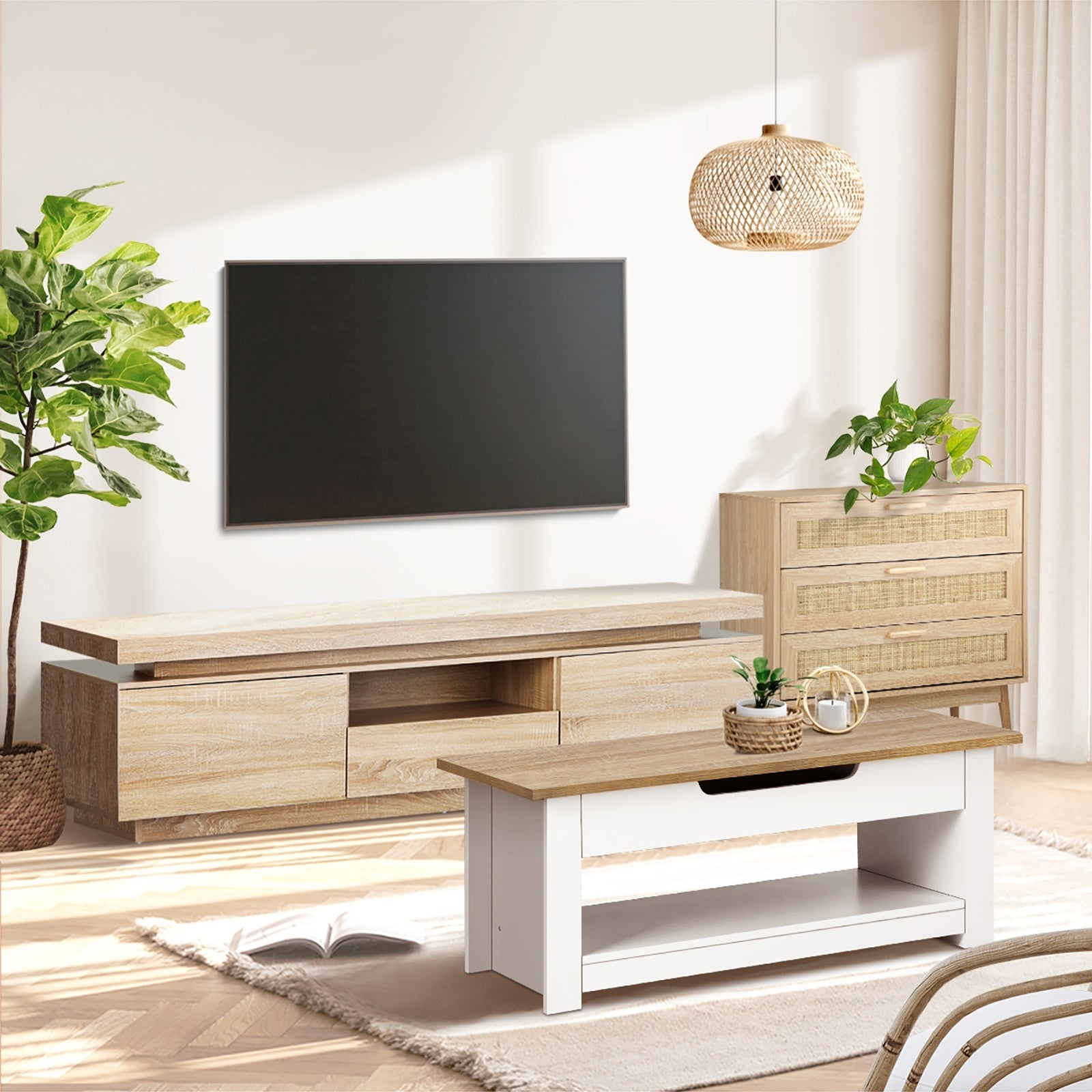 Oikiture Coffee Table Lift Up Top Modern Tables Hidden Storage Shelf Display - Sunyee