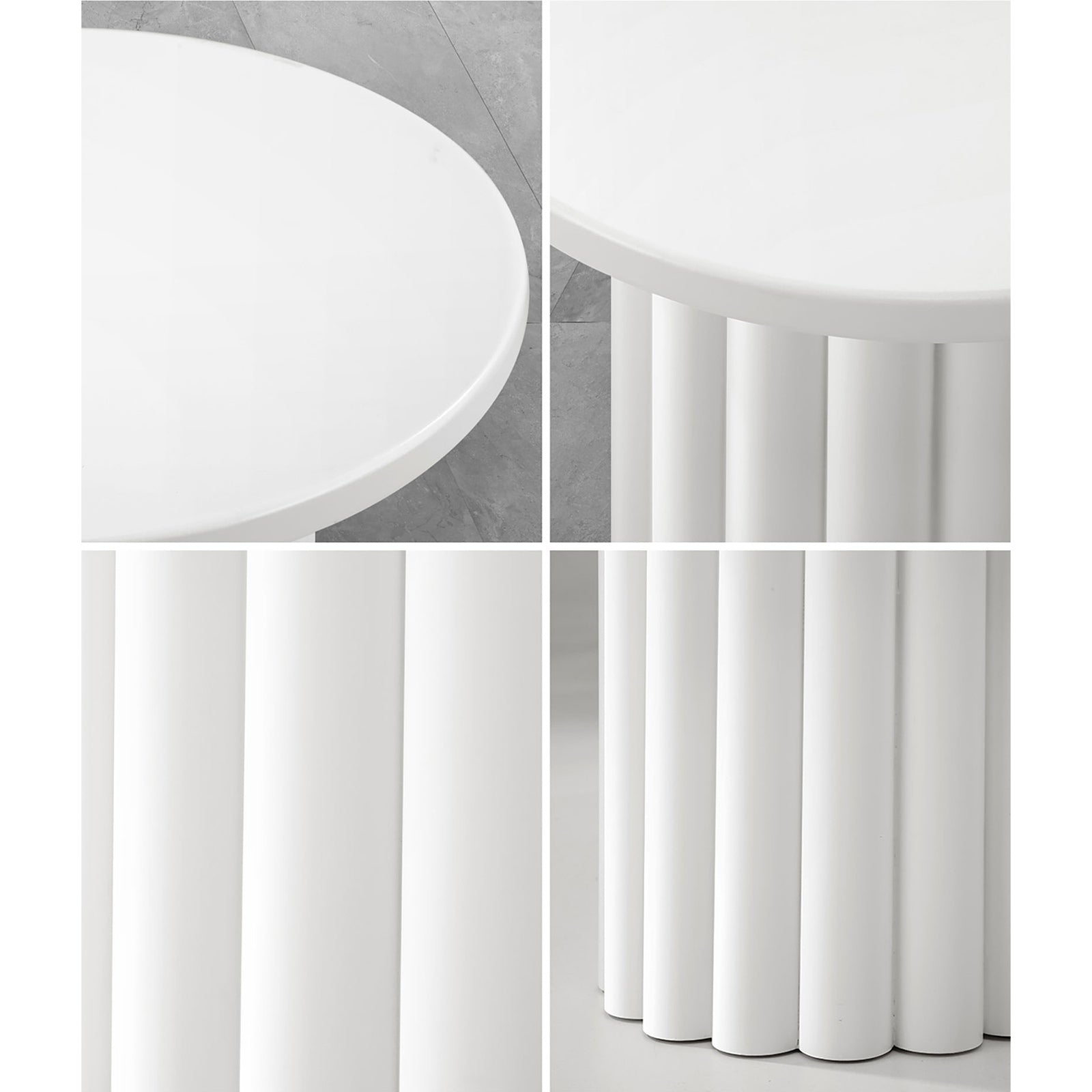 Oikiture Coffee Table Side End Tables Sofa Desk Bedside Nightstand Round White - Sunyee