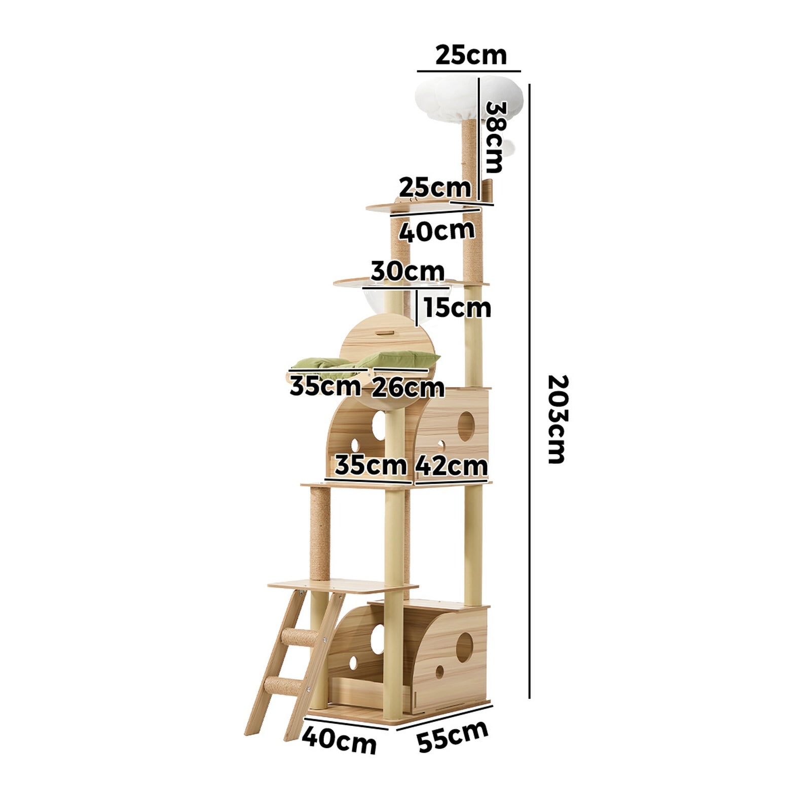 Alopet Cat Tree Tower Scratching Post Scratcher Condo House Bed Furniture 203cm