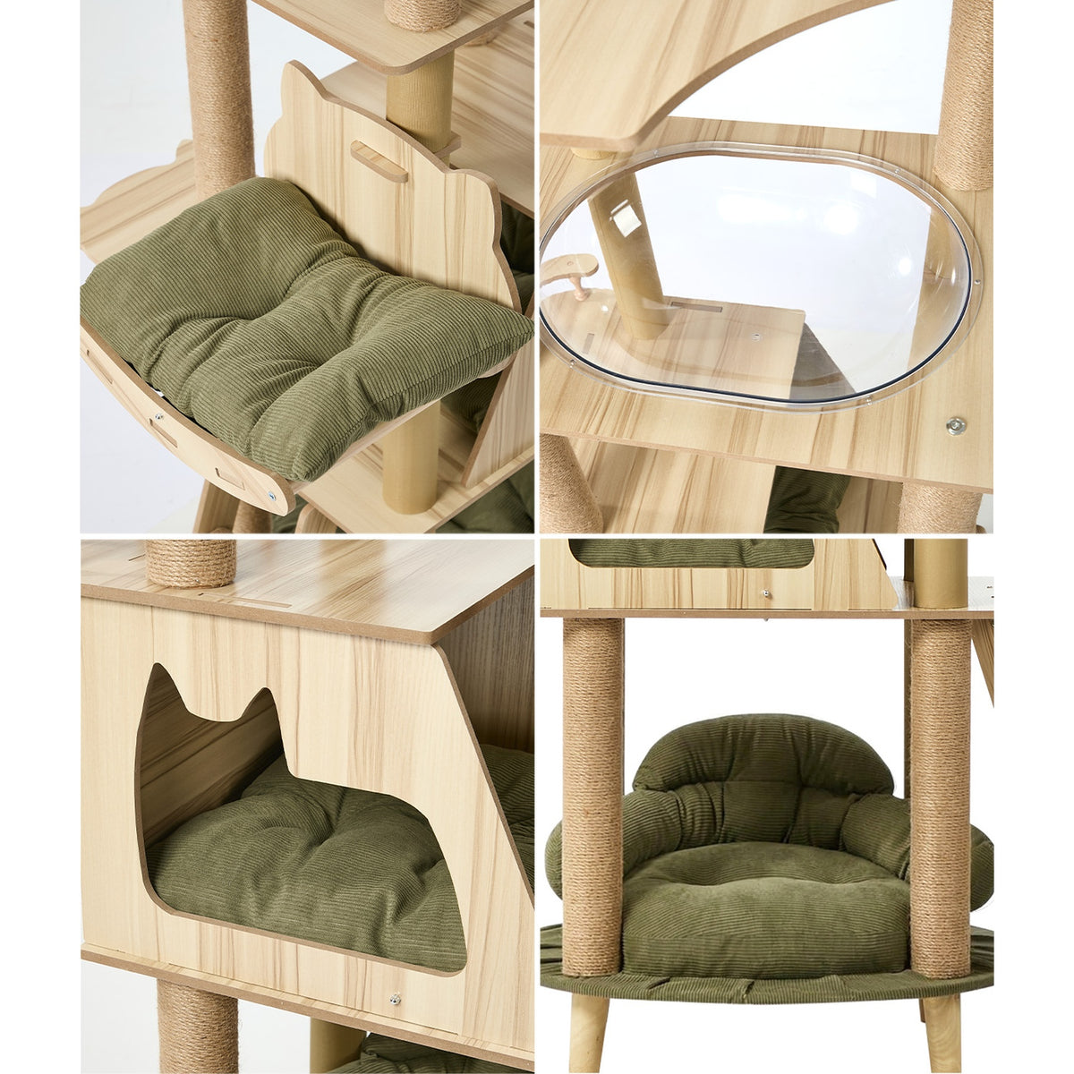 Alopet 152cm Cat Tree Tower Sofa Bed Condo Clear Capsule Bowl Scratch Post