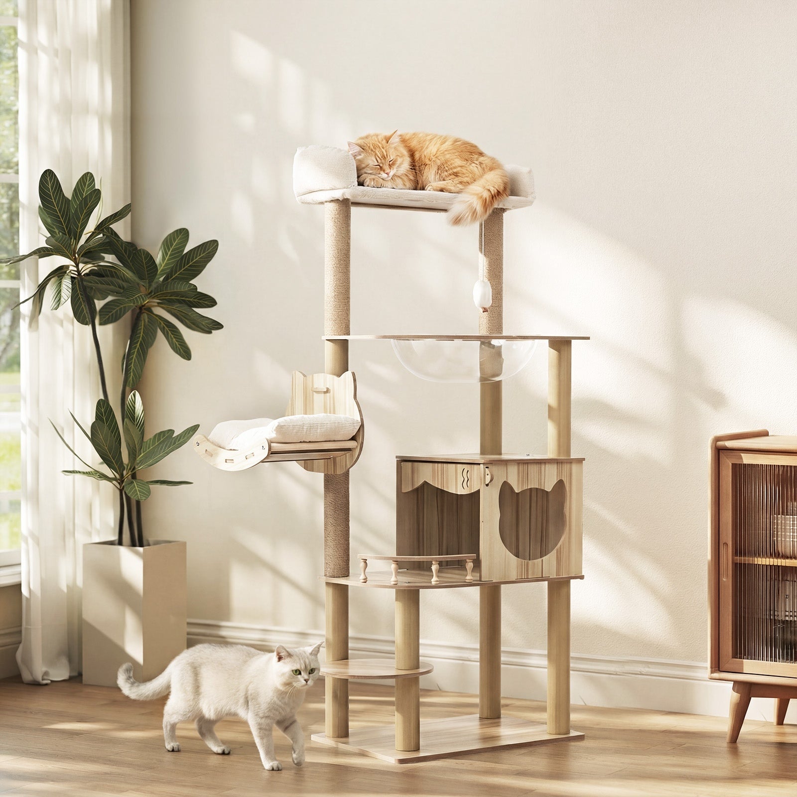 Alopet Cat Tree Tower Scratching Post Scratcher Cats Condo House Bed Wood 150cm - Sunyee
