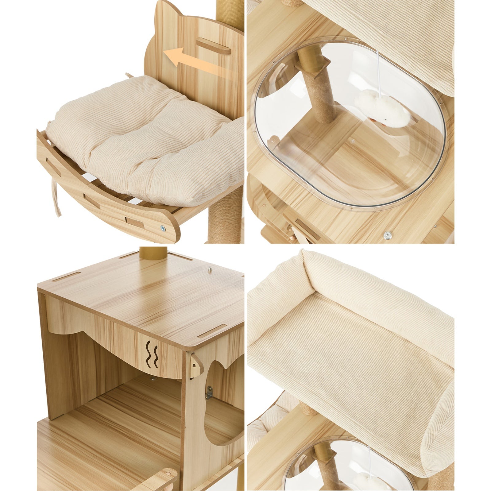 Alopet Cat Tree Tower Scratching Post Scratcher Cats Condo House Bed Wood 150cm - Sunyee