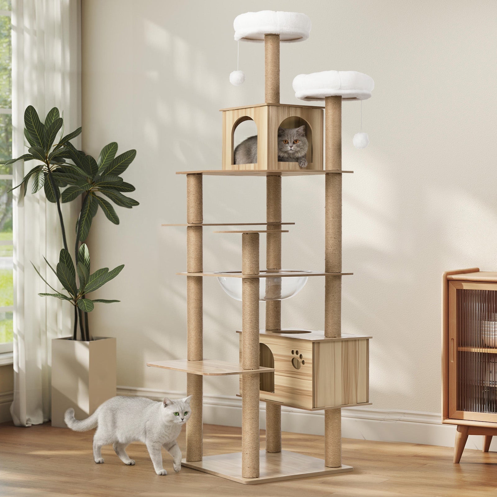 Alopet Cat Tree Tower Scratching Post Scratcher Cats Condo House Bed Wood 186cm - Sunyee