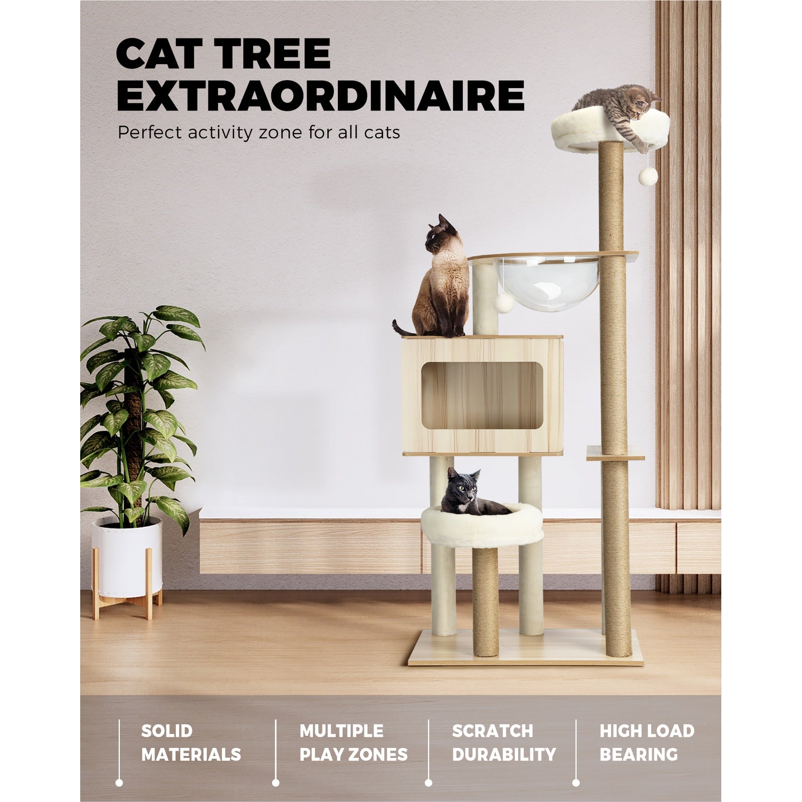 Alopet Cat Tree Tower Scratching Post Scratcher Cats Condo House Bed Furniture - Sunyee