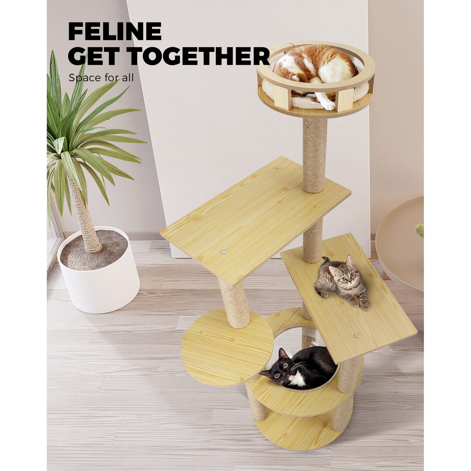 Alopet Cat Tree Scratching Post Scratcher Cats Tower Wood Condo Toys House 148cm - Sunyee