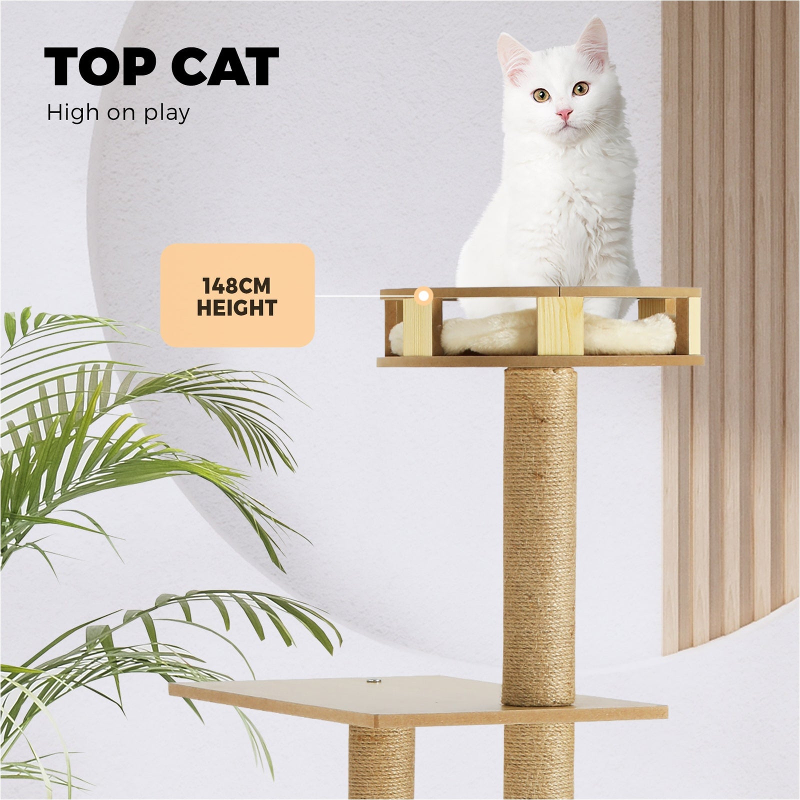 Alopet Cat Tree Scratching Post Scratcher Cats Tower Wood Condo Toys House 148cm - Sunyee