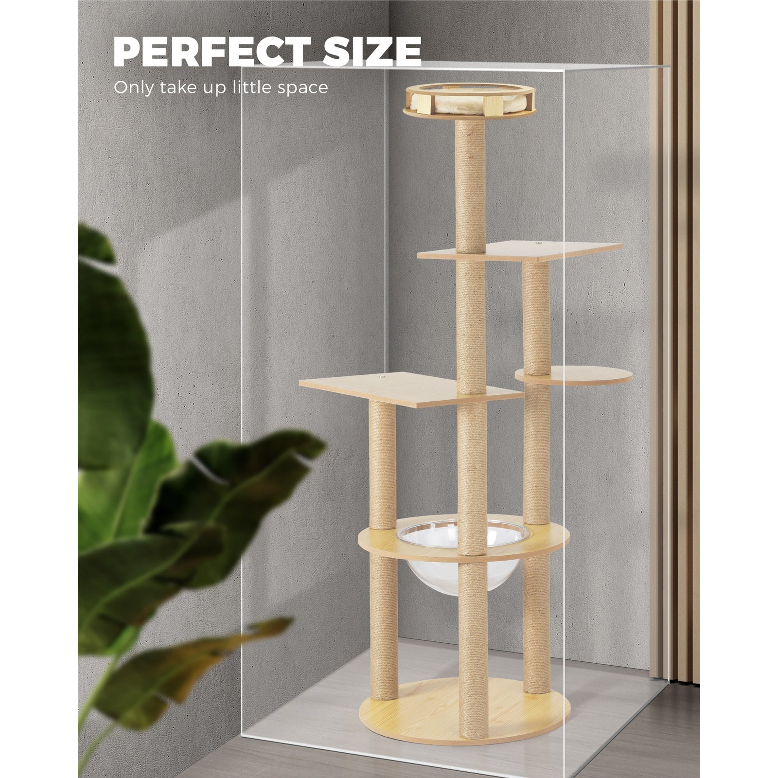 Alopet Cat Tree Scratching Post Scratcher Cats Tower Wood Condo Toys House 148cm - Sunyee