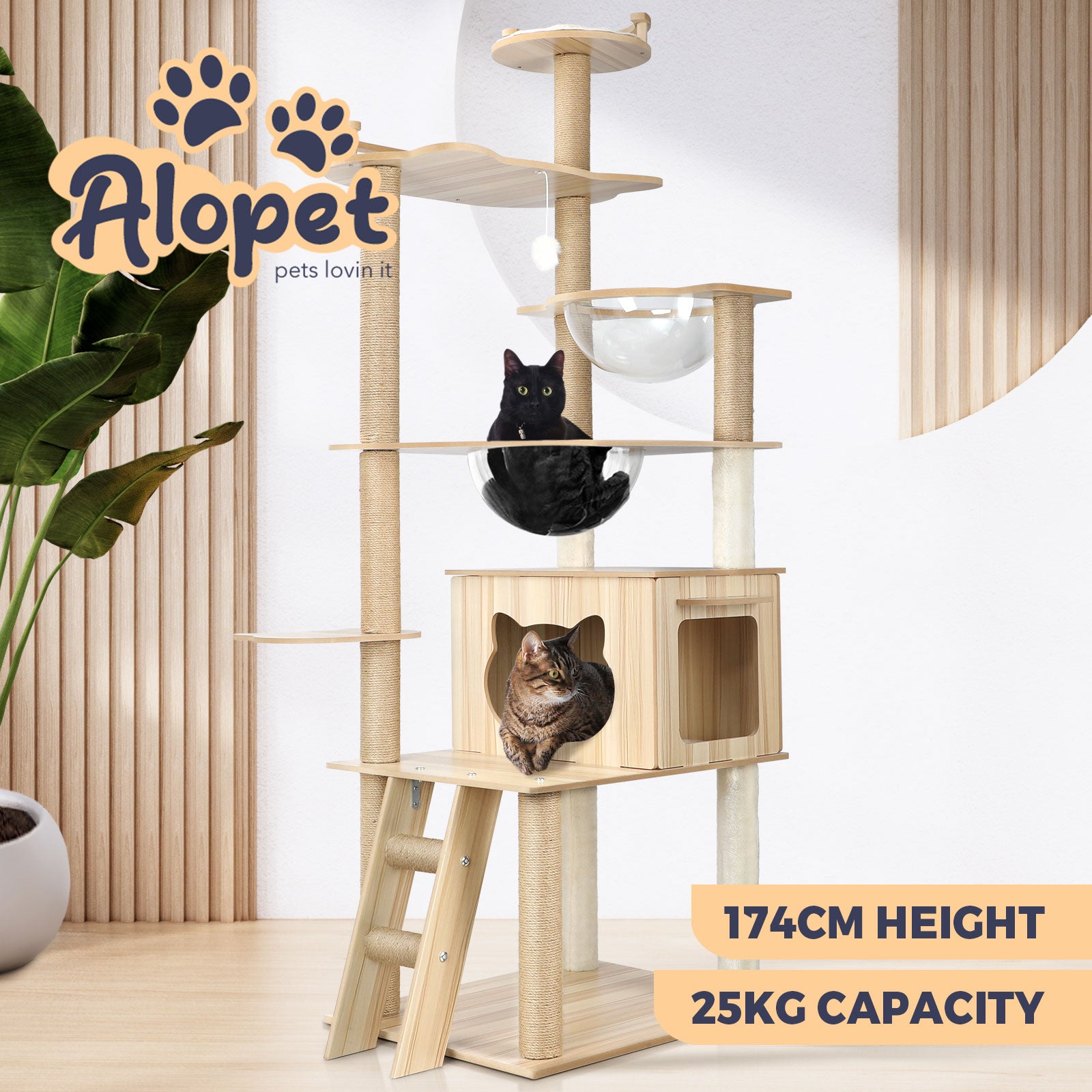Alopet Cat Tree Tower Scratching Post Scratcher Cats Condo House Bed Furniture - Sunyee
