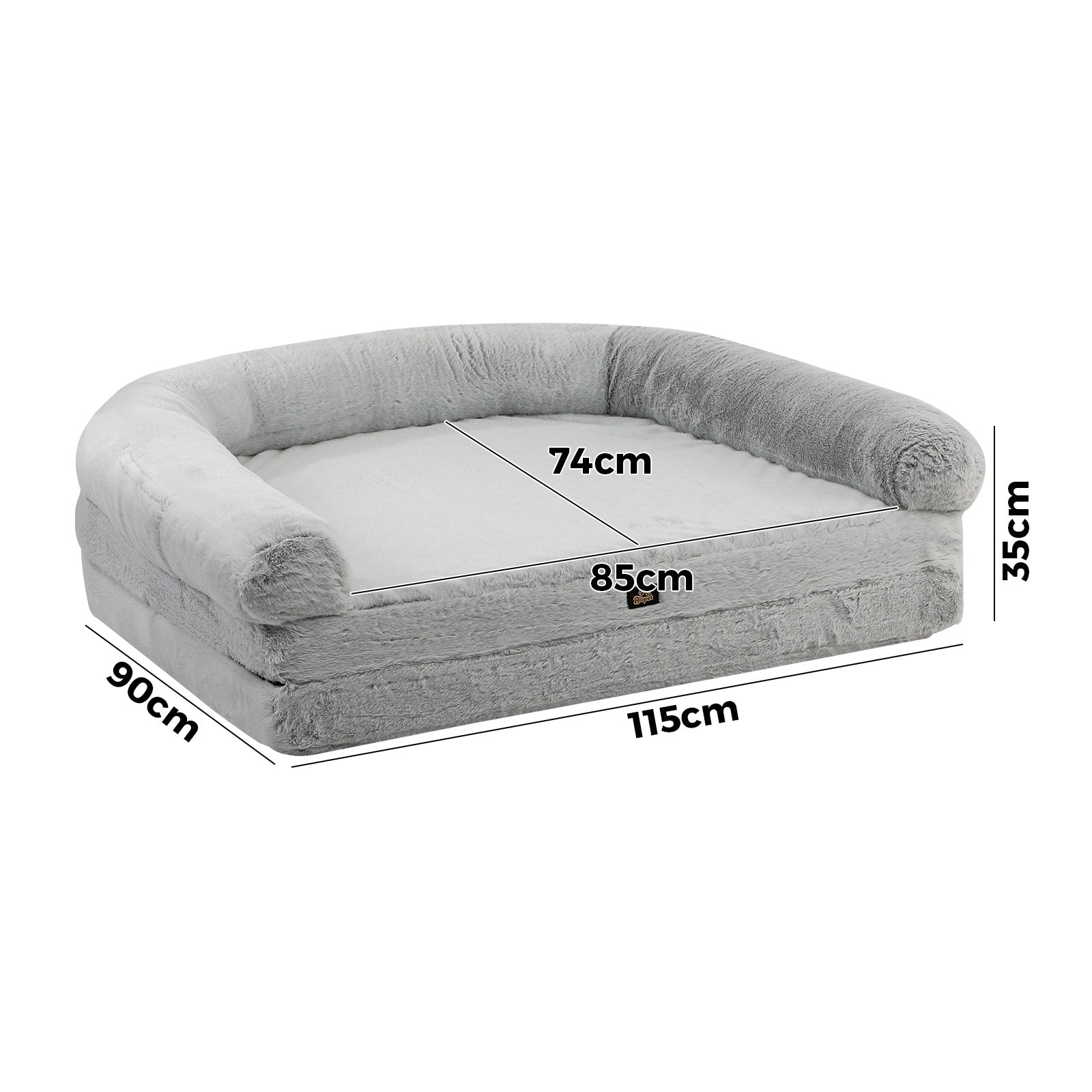 Alopet Foldable Human Dog Bed Calming Bed Dog Sofa Beds Removable Washable Grey