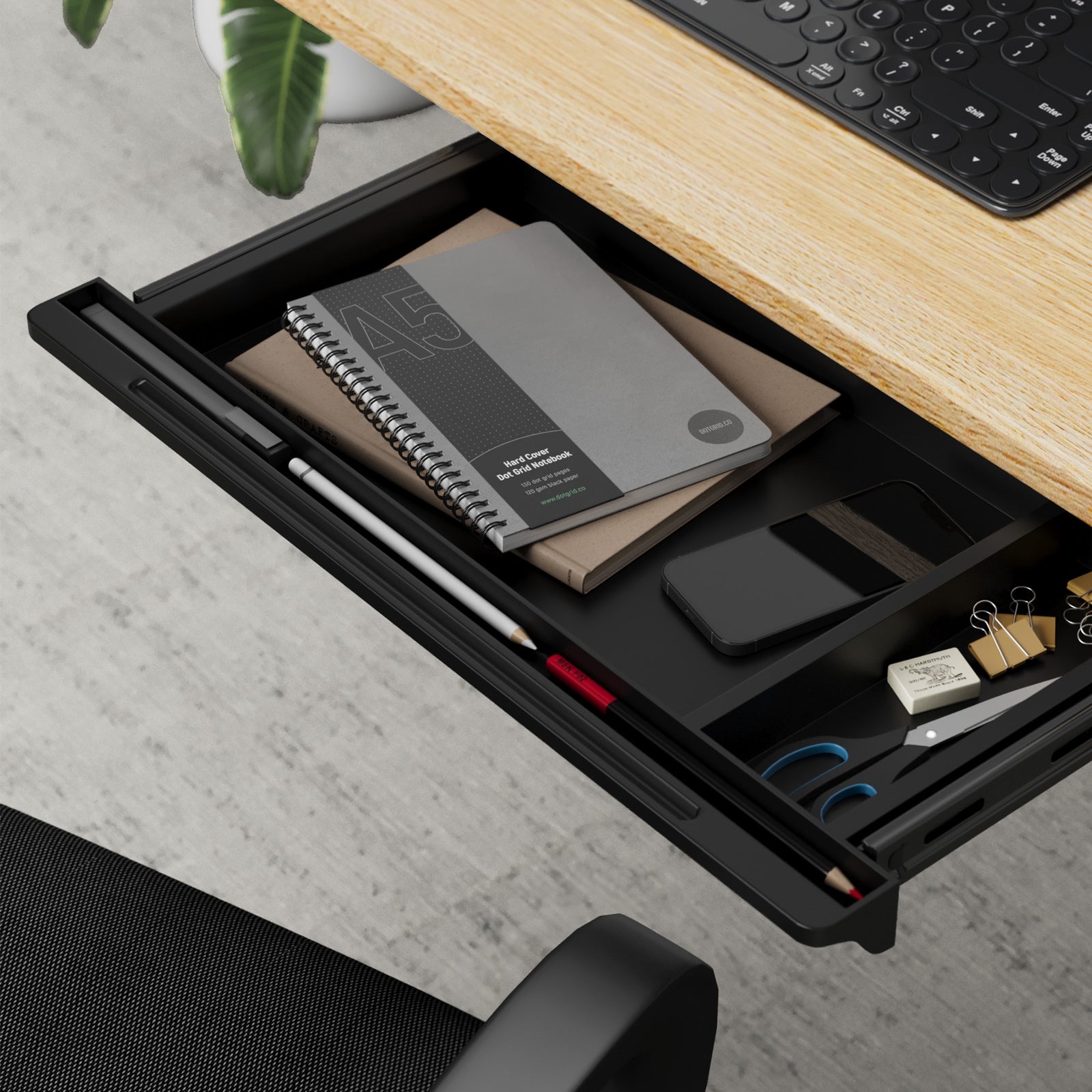 Oikiture Under Desk Drawer Pull-Out Drawer Sliding Tray Storage Organizer Black - Sunyee