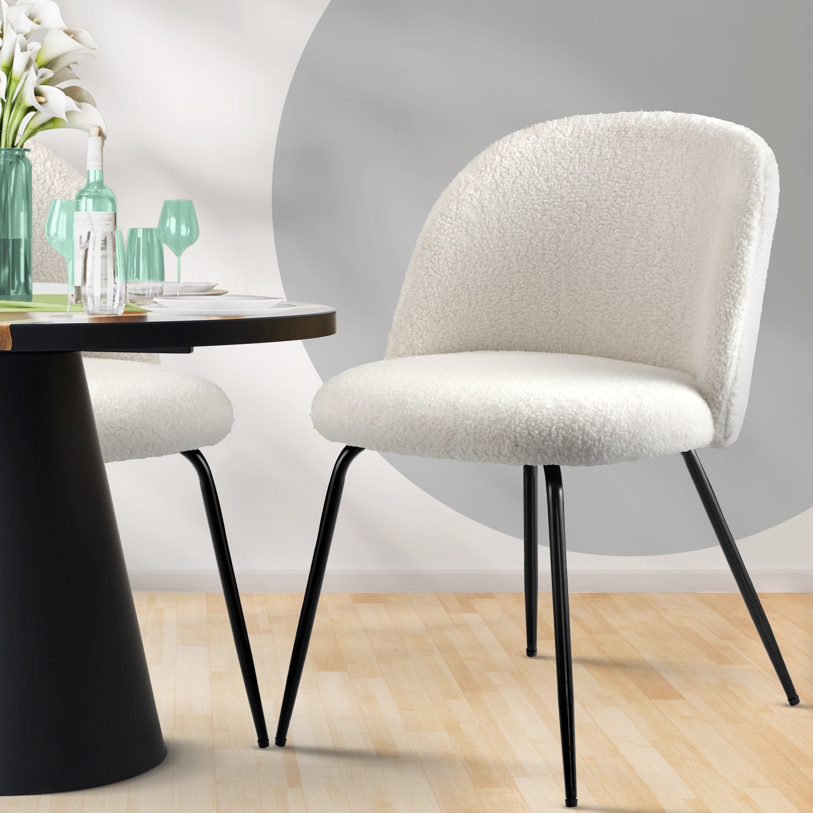 Oikiture Dining Chairs Accent Chair Armchair Kitchen Upholstered Exclusive White - Sunyee