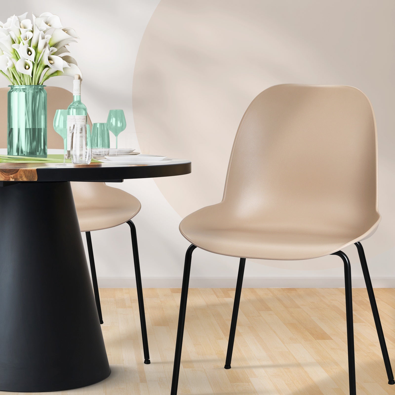 Oikiture Dining Chairs Kitchen Chair Exclusive Lounge Room Metal Plastic x2