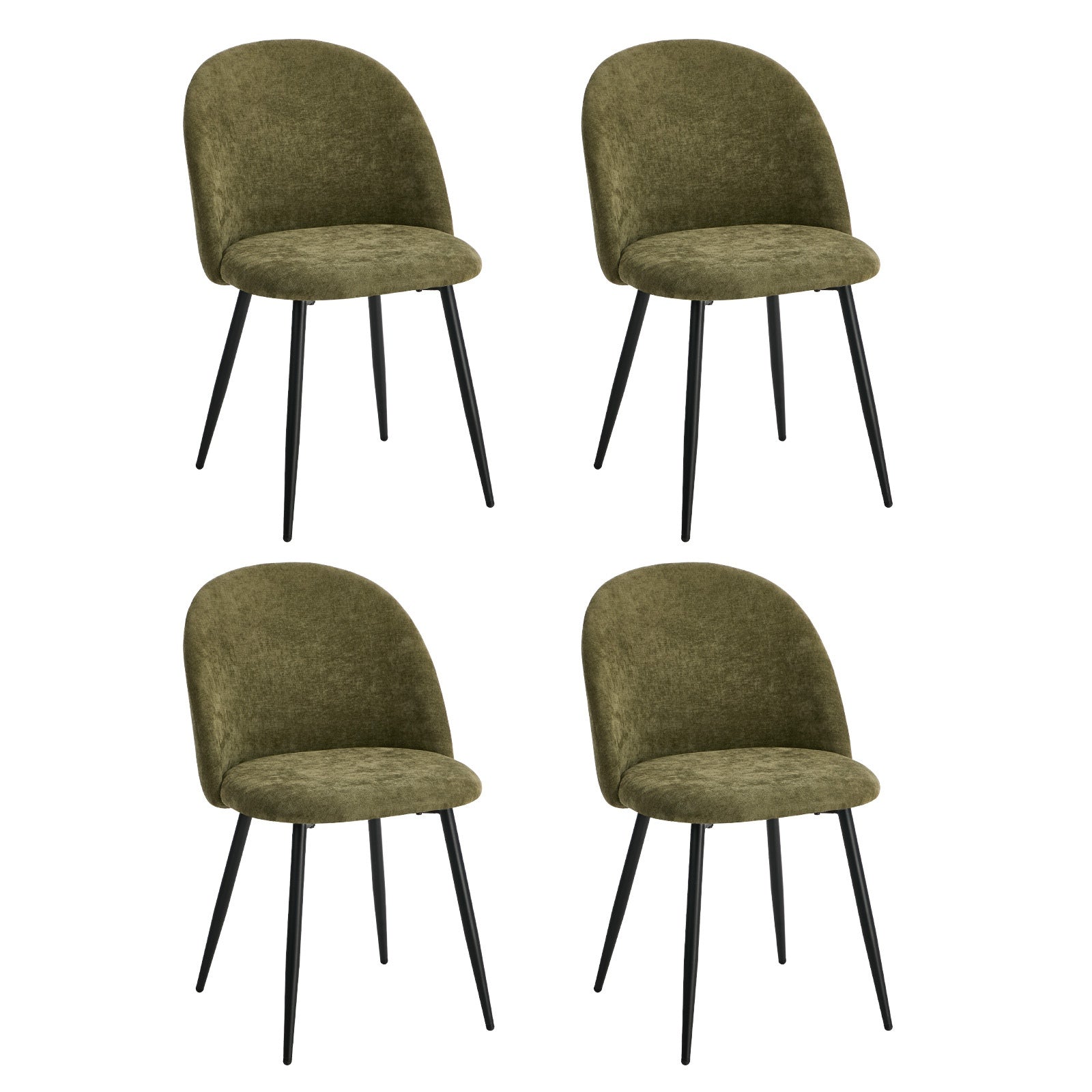 Oikiture 4x Dining Chairs Accent Chair Armchair Kitchen Upholstered Linen Green - Sunyee