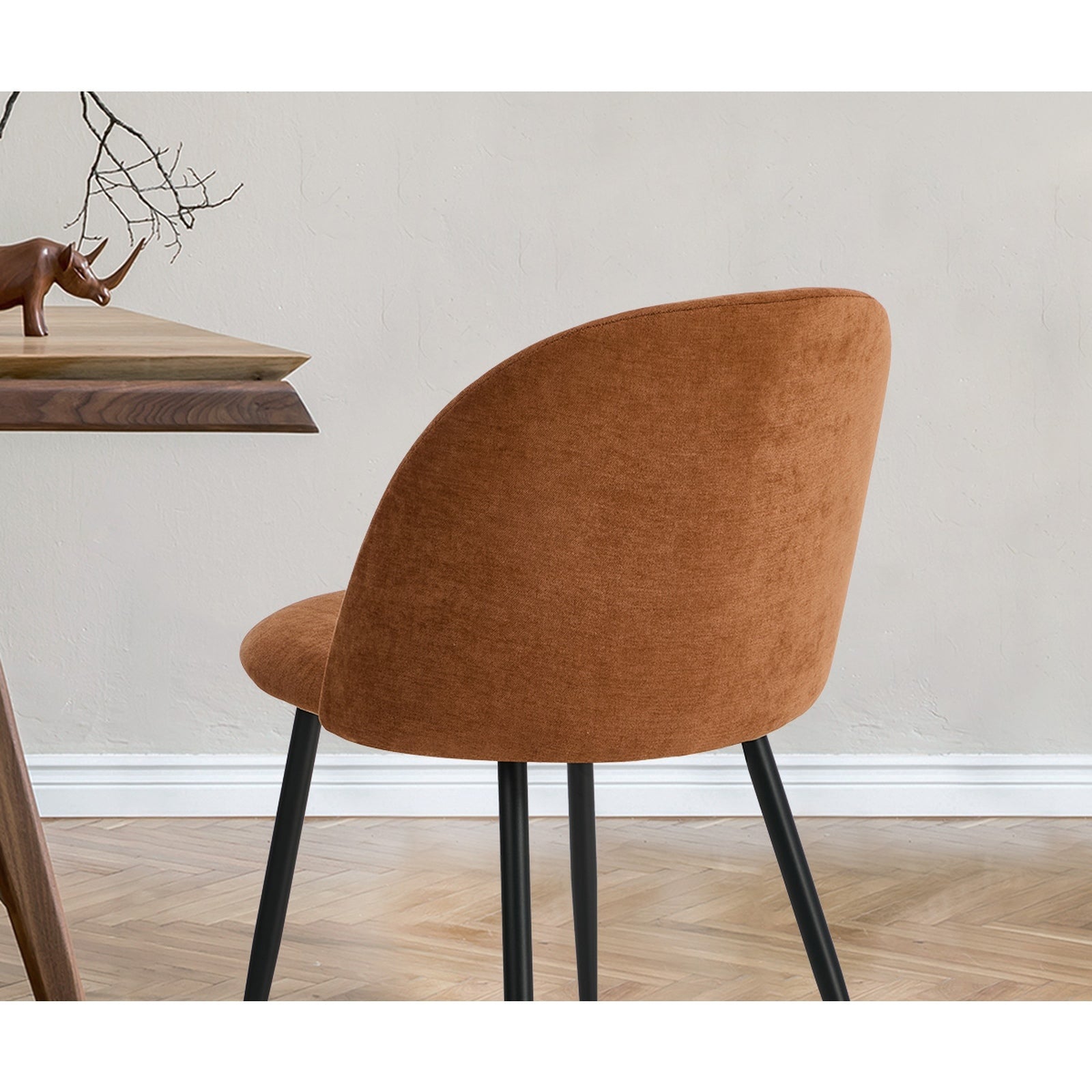Oikiture 4x Dining Chairs Accent Chair Armchair Kitchen Upholstered Linen Orange - Sunyee
