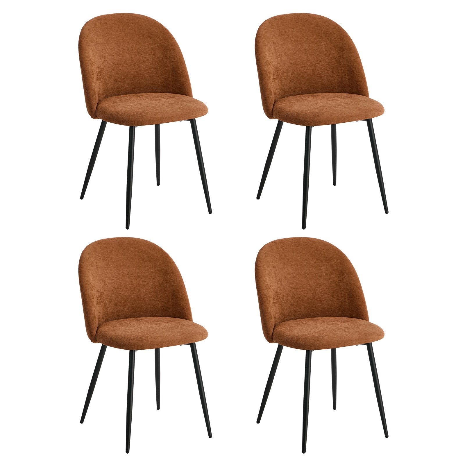 Oikiture 4x Dining Chairs Accent Chair Armchair Kitchen Upholstered Linen Orange - Sunyee