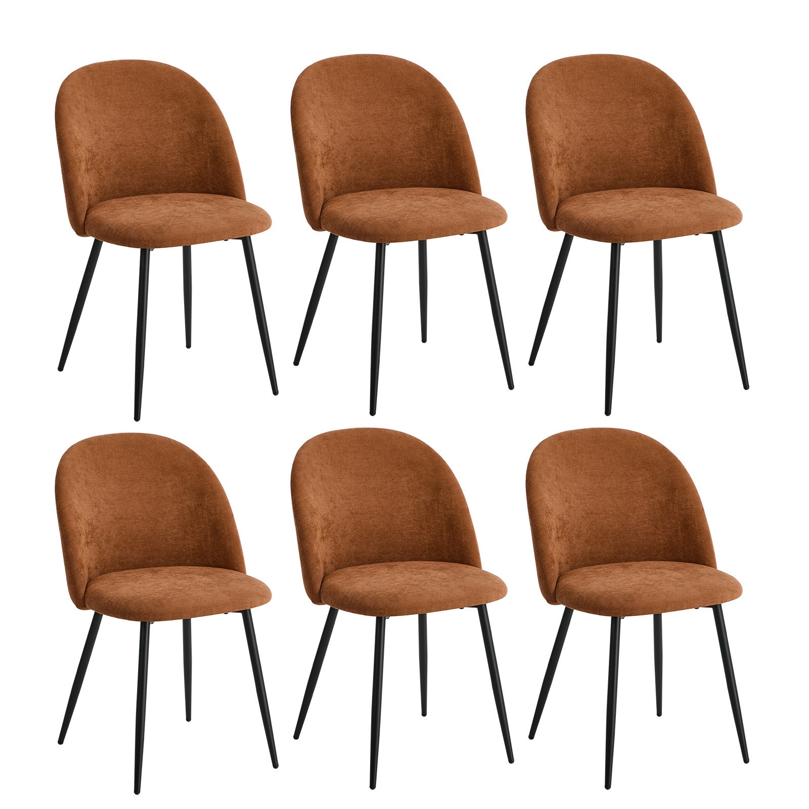 Oikiture 6x Dining Chairs Accent Chair Armchair Kitchen Upholstered Linen Orange - Sunyee