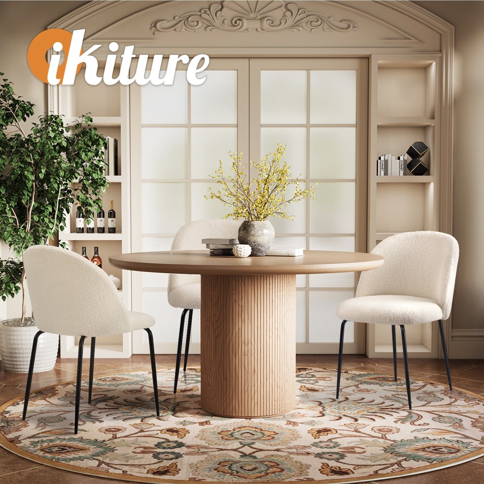 Oikiture 8x Dining Chairs Accent Chair Armchair Kitchen Upholstered Sherpa White - Sunyee