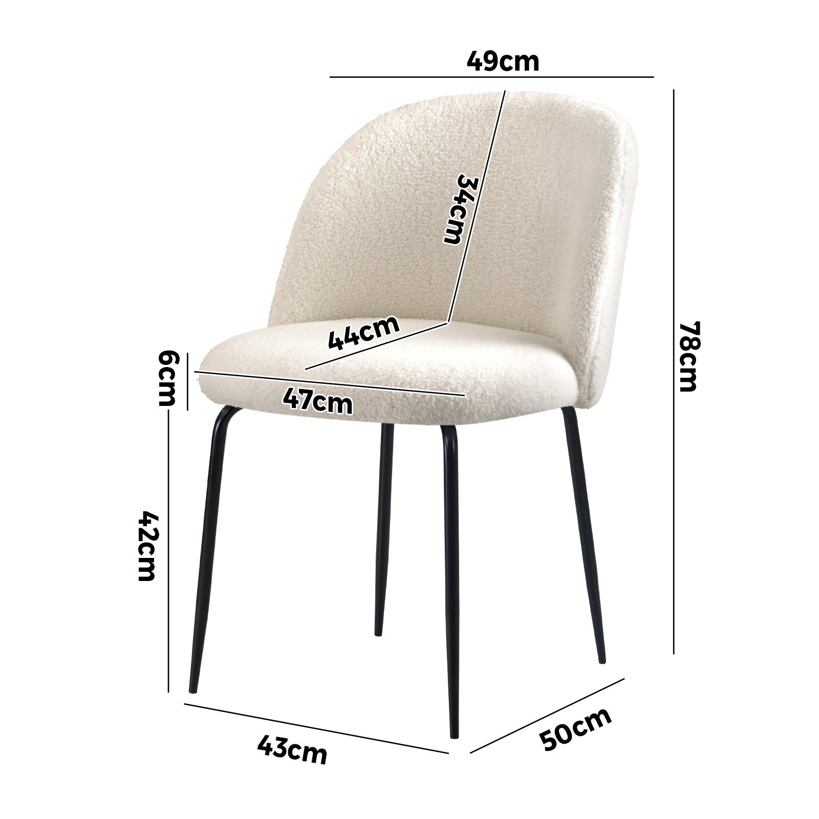 Oikiture 8x Dining Chairs Accent Chair Armchair Kitchen Upholstered Sherpa White - Sunyee