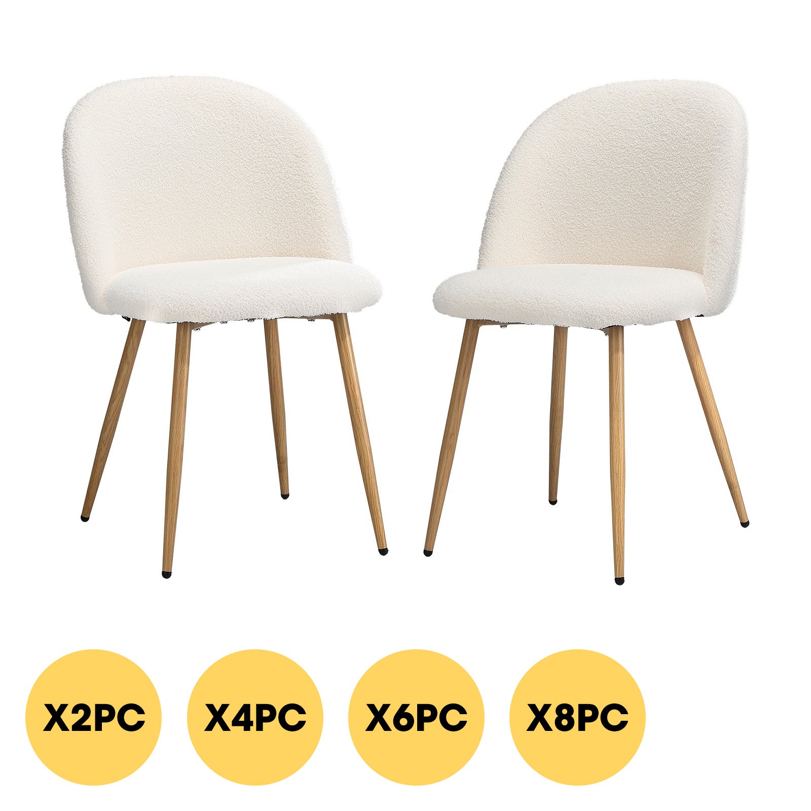 Oikiture Dining Chairs Accent Chair Armchair Upholstered Sherpa Wooden White - Sunyee